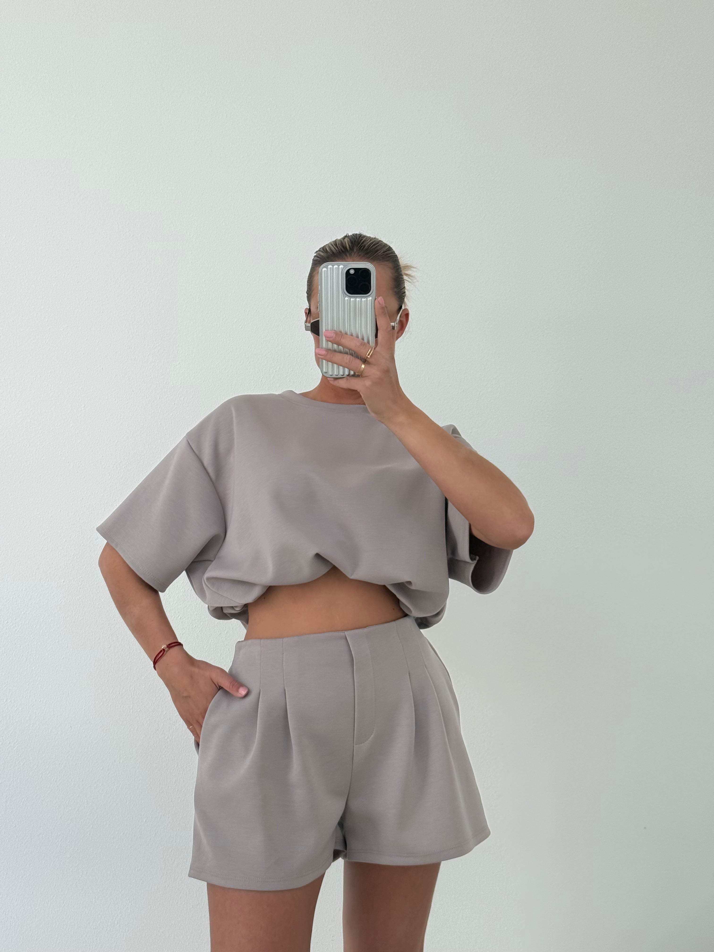 Cropped Two Piece Set Taupe