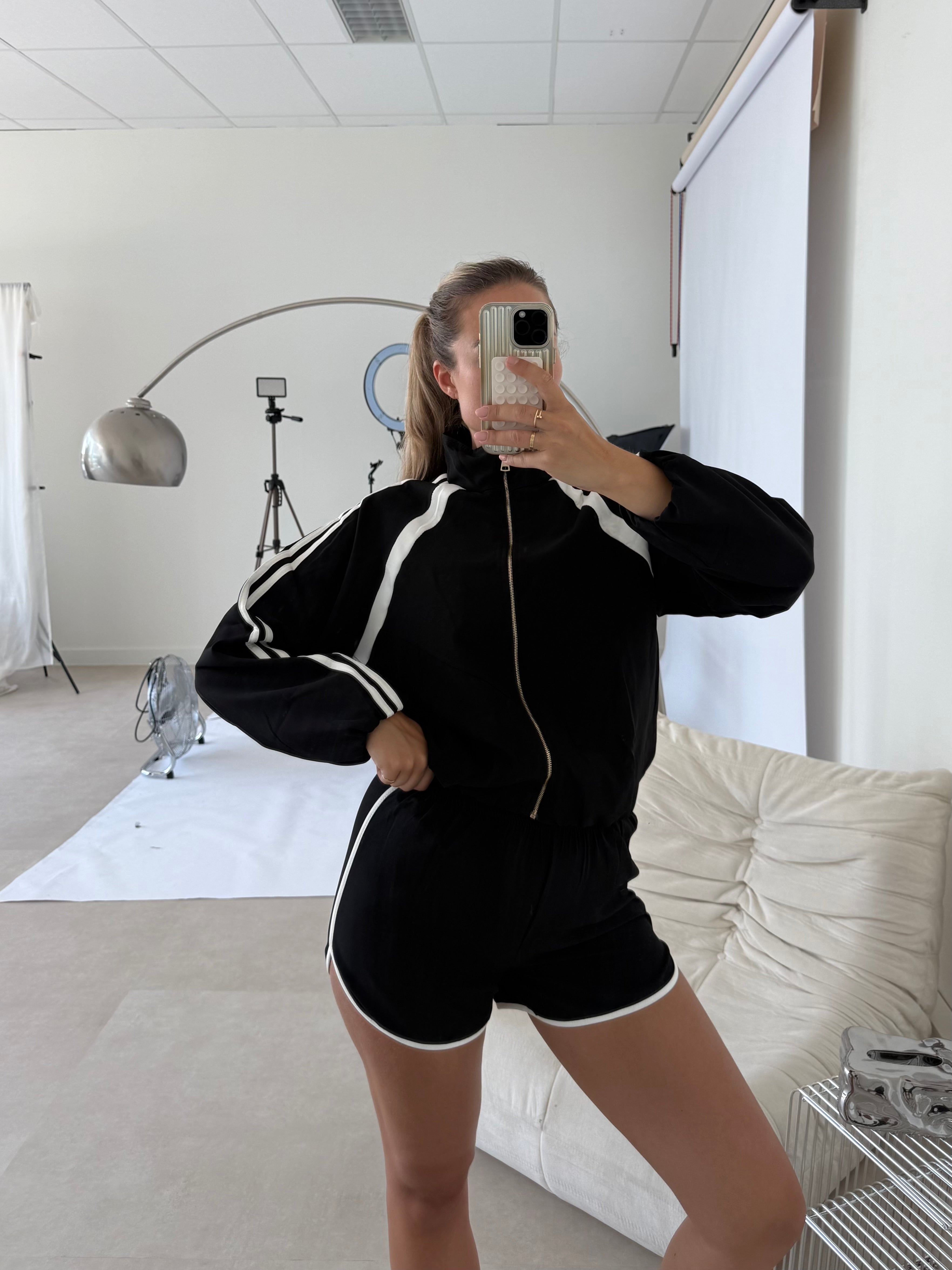 Sporty Two Piece Set Zwart