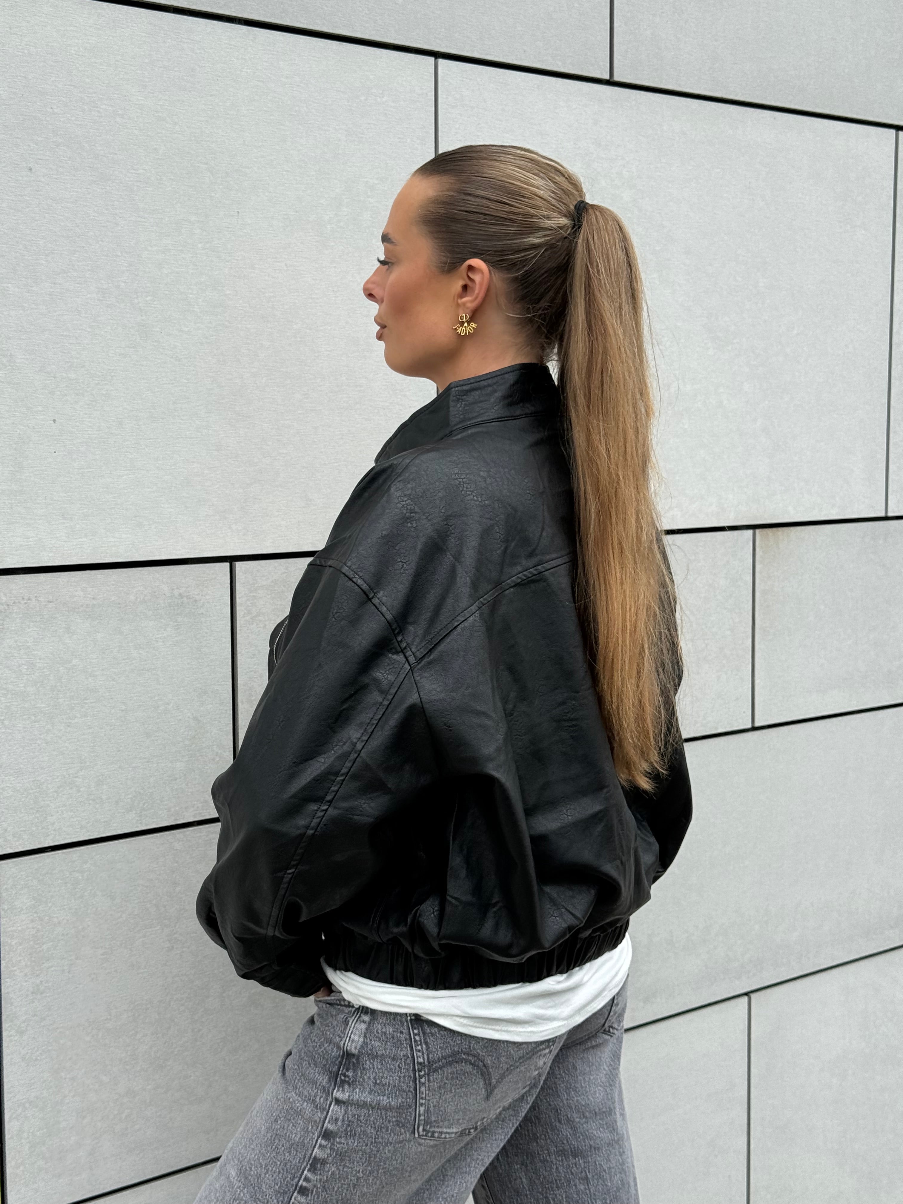 PU Leather Jacket Zwart | Yasmin