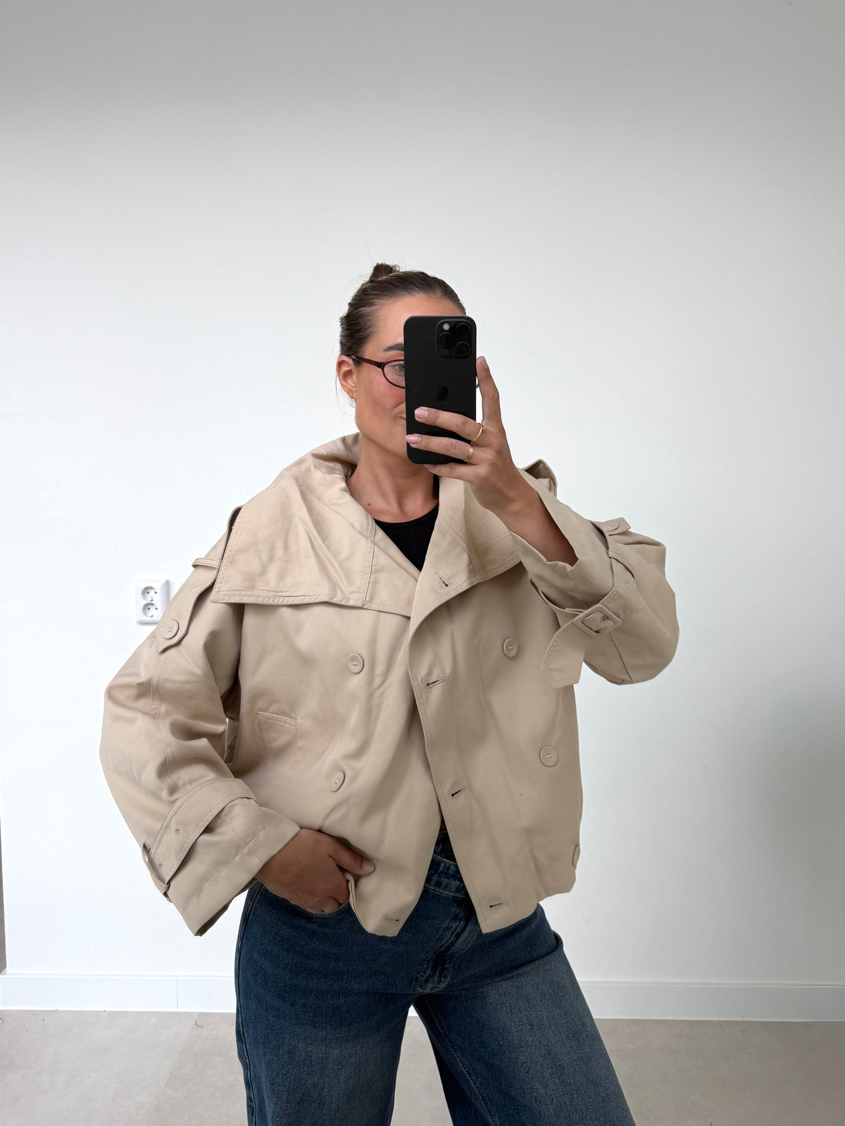 Trench Jas Kort Beige