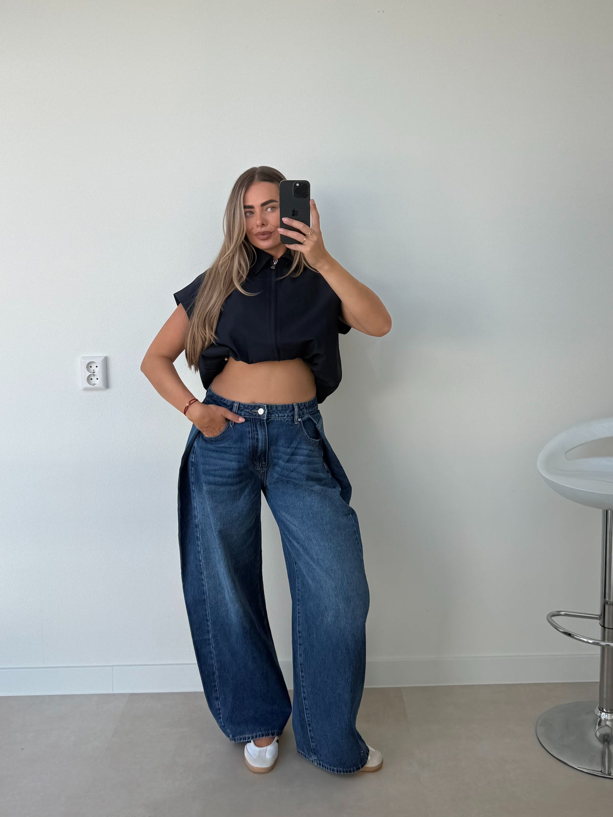 Pleated Jeans Donker Blauw | Mary