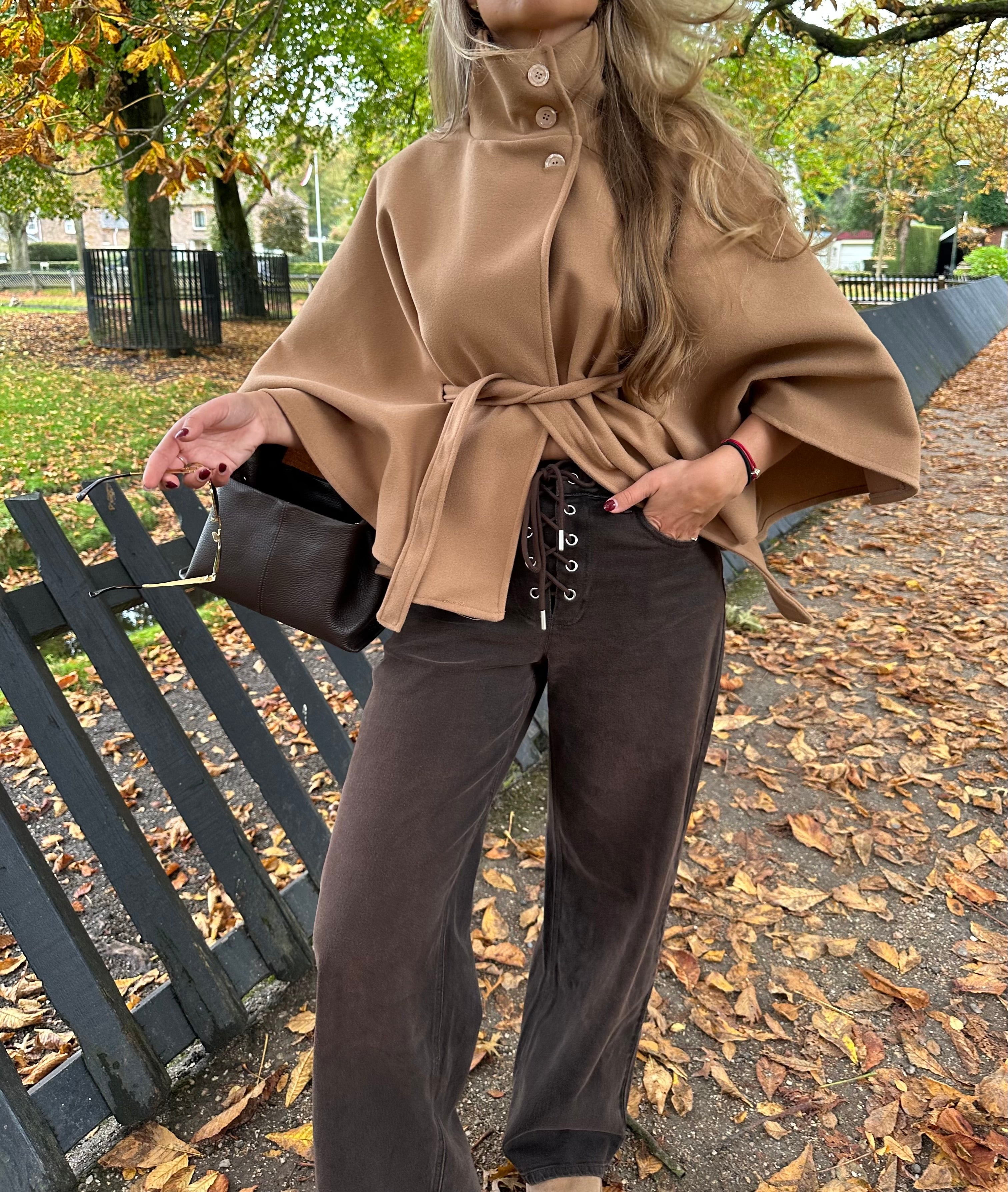 Queen Hearts Jeans Veter Detail Bruin