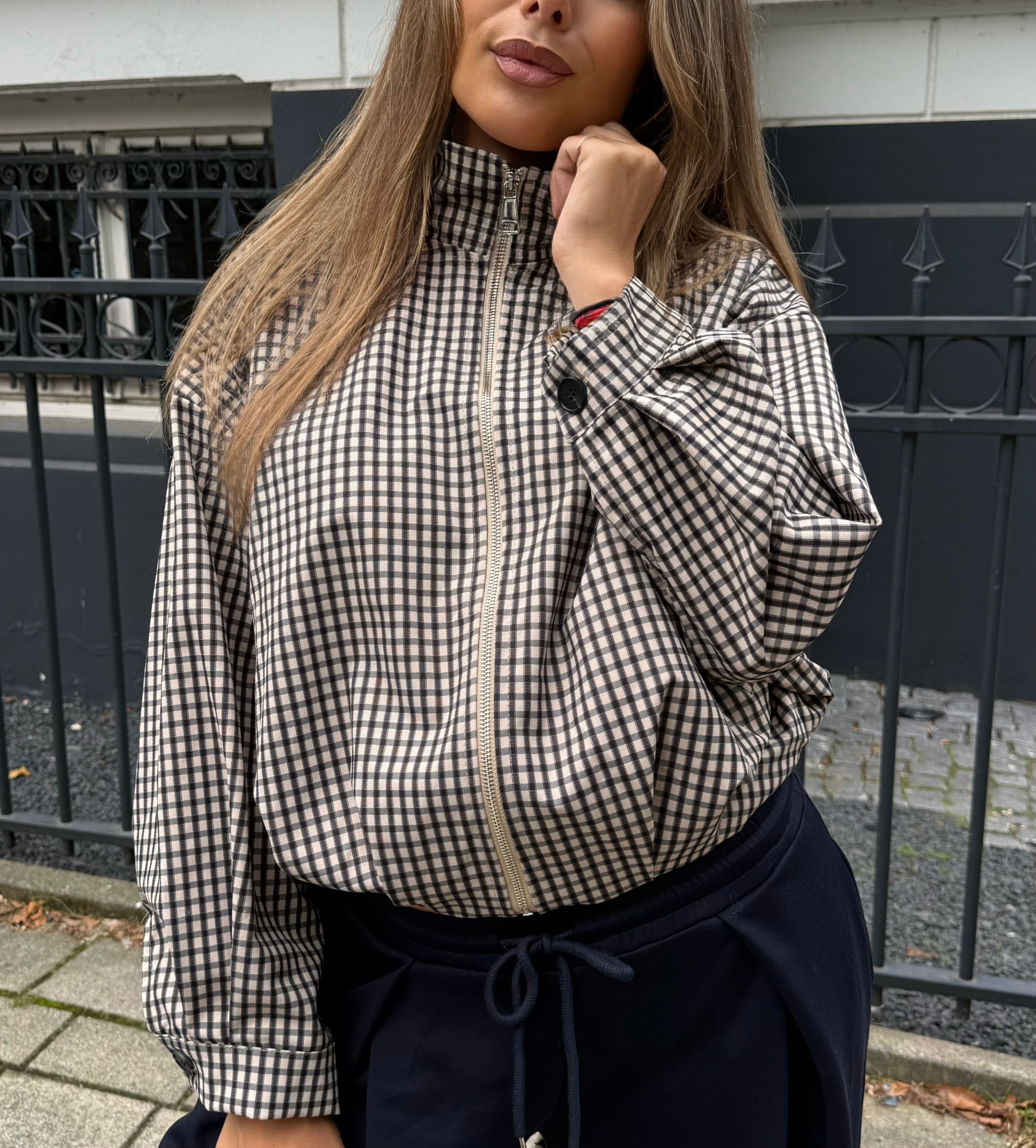 Bomber Geruit Navy