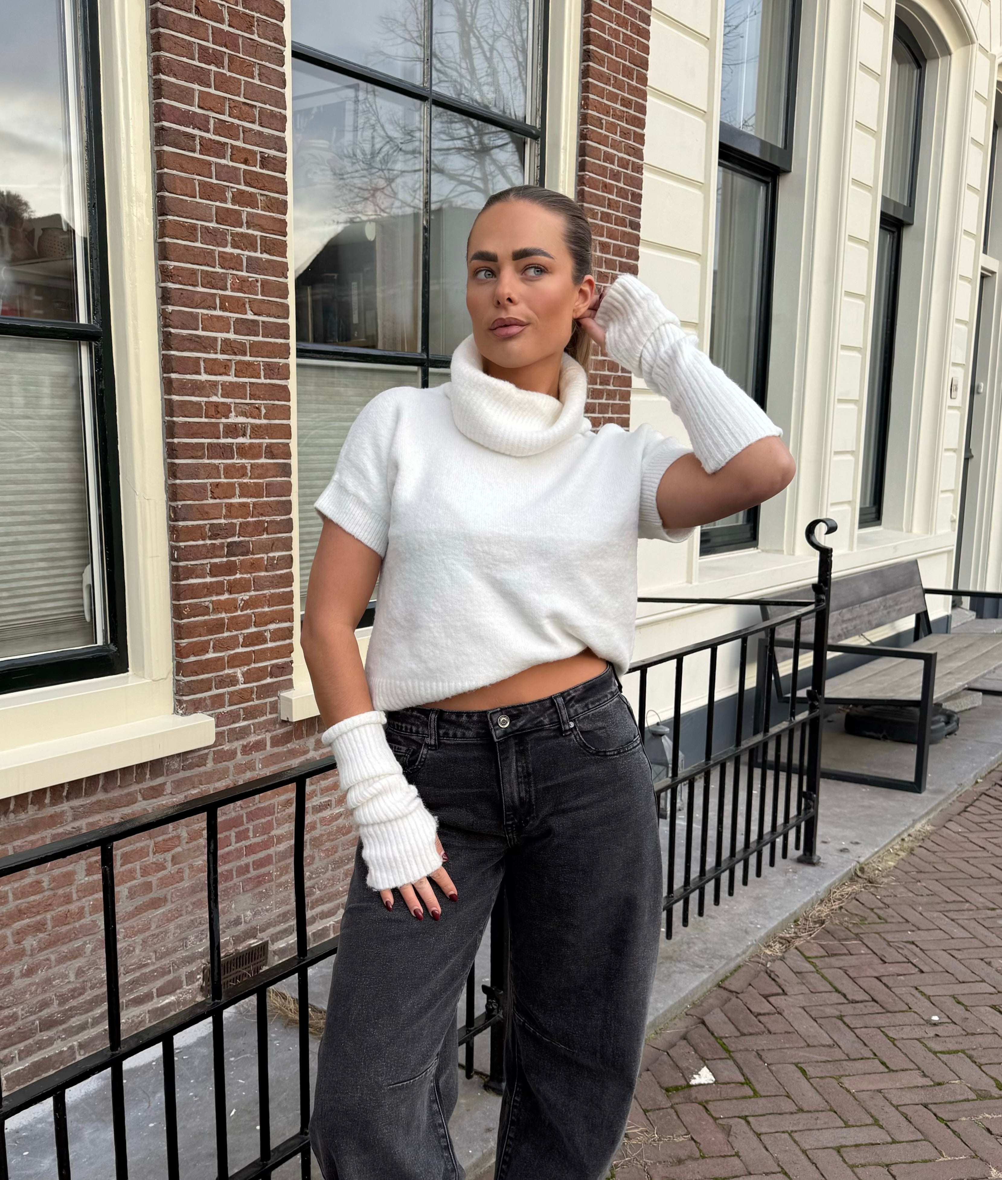 Col Trui Losse Mouwtjes Wit | Jolie