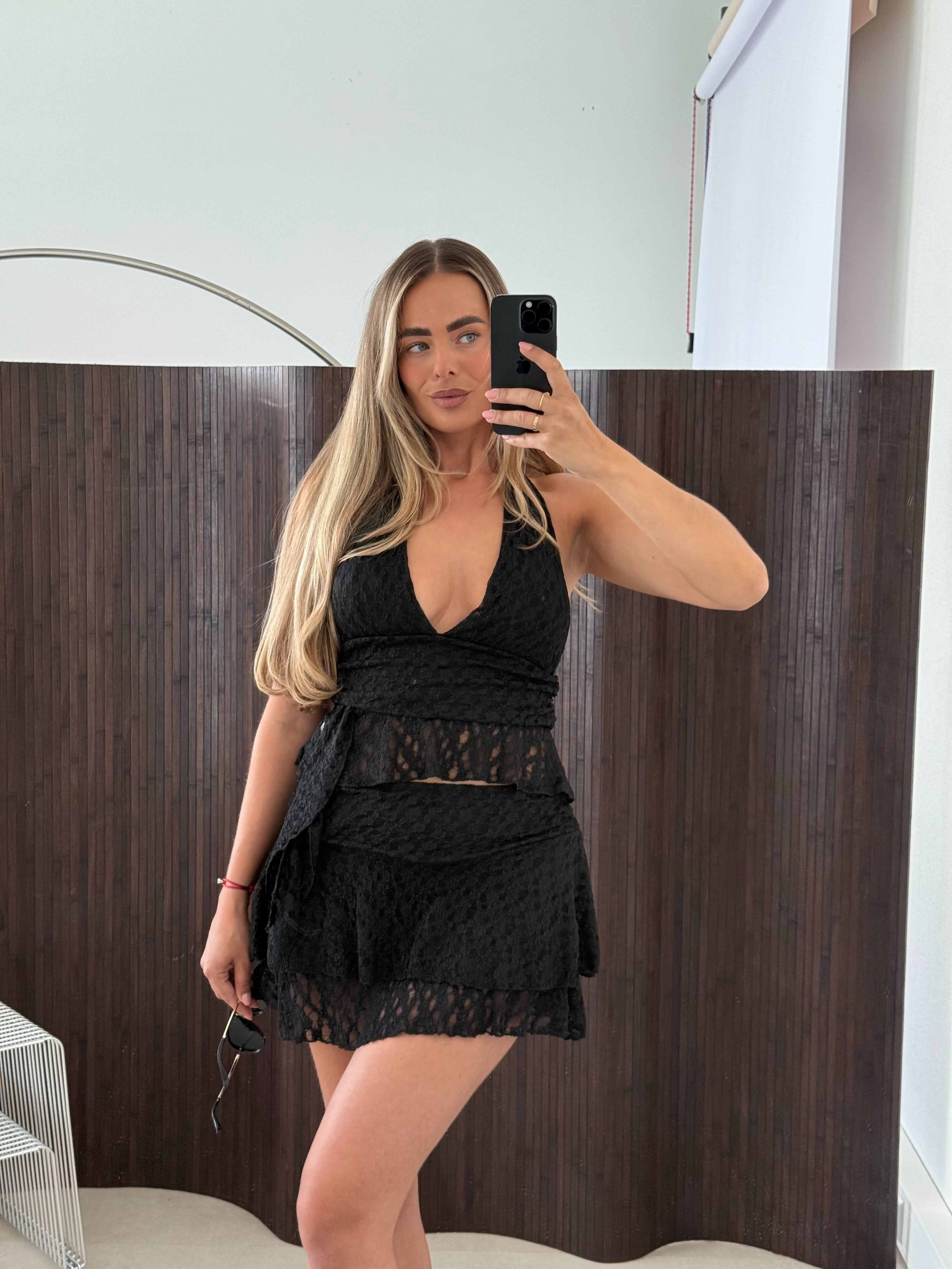 Kanten Halter Top Zwart | Kathy