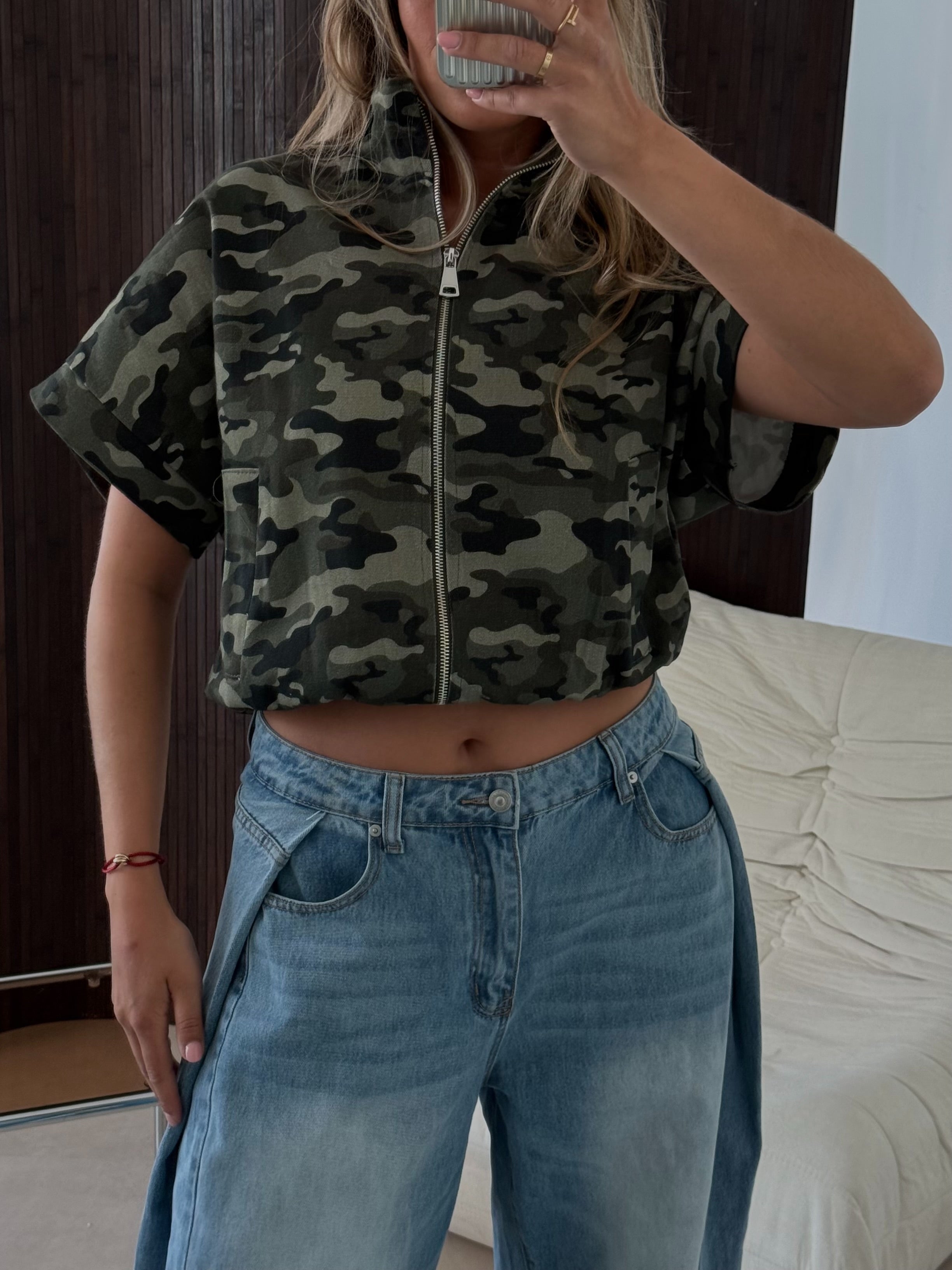 Camouflage Zip Up Jacket | Cassie