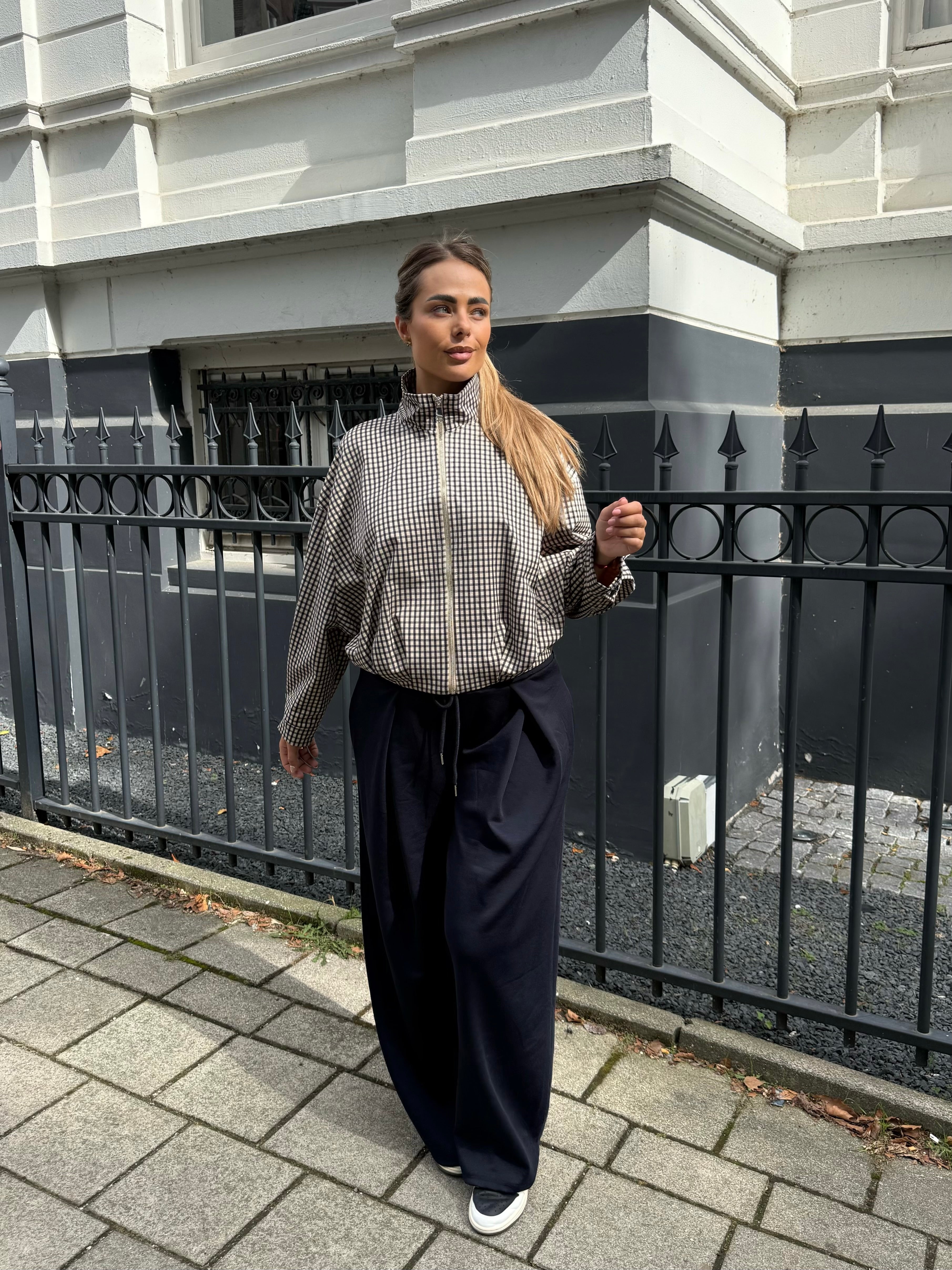 Bomber Geruit Navy