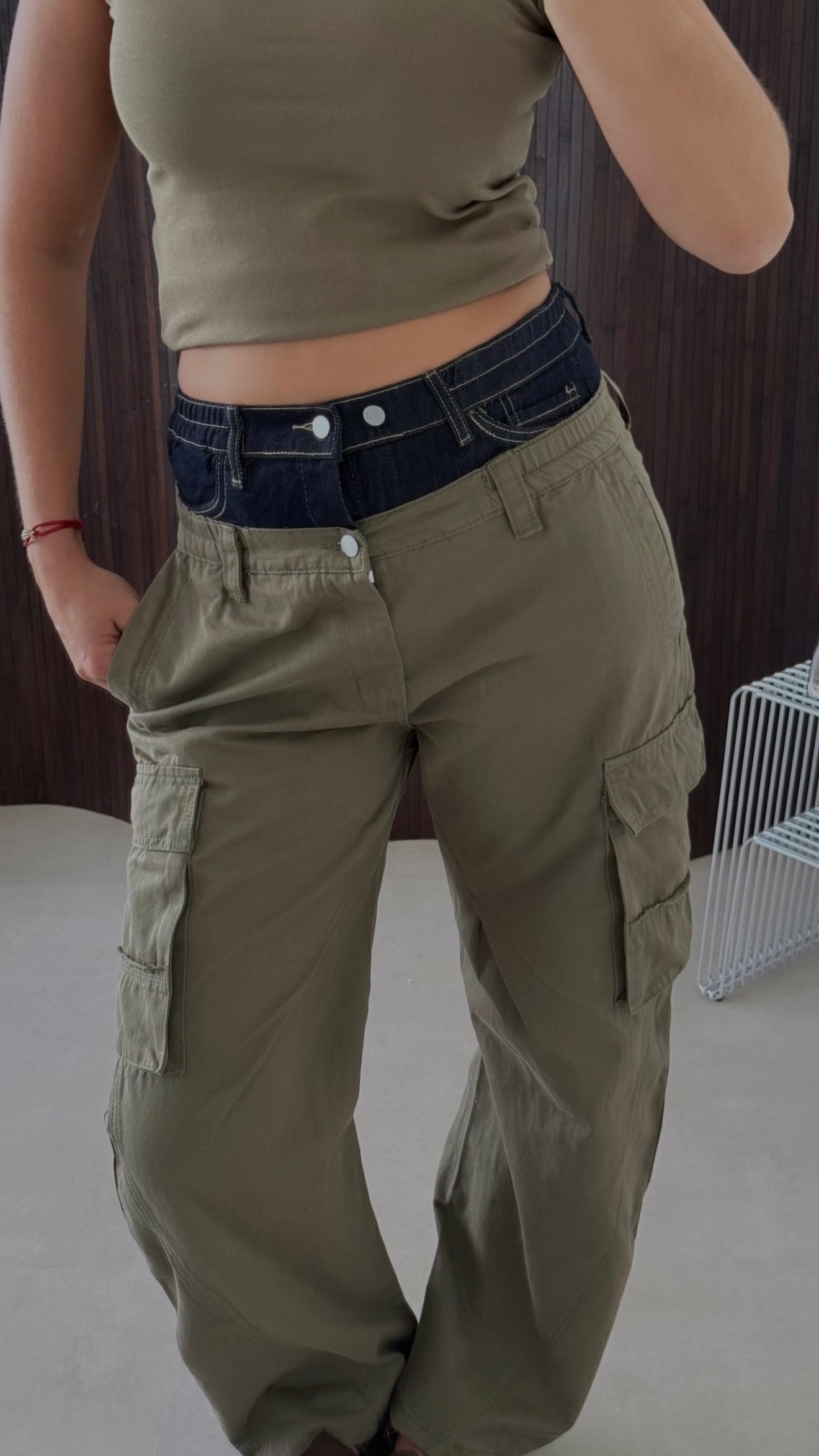 Dubbele Band Cargo Broek Army Groen | Desi