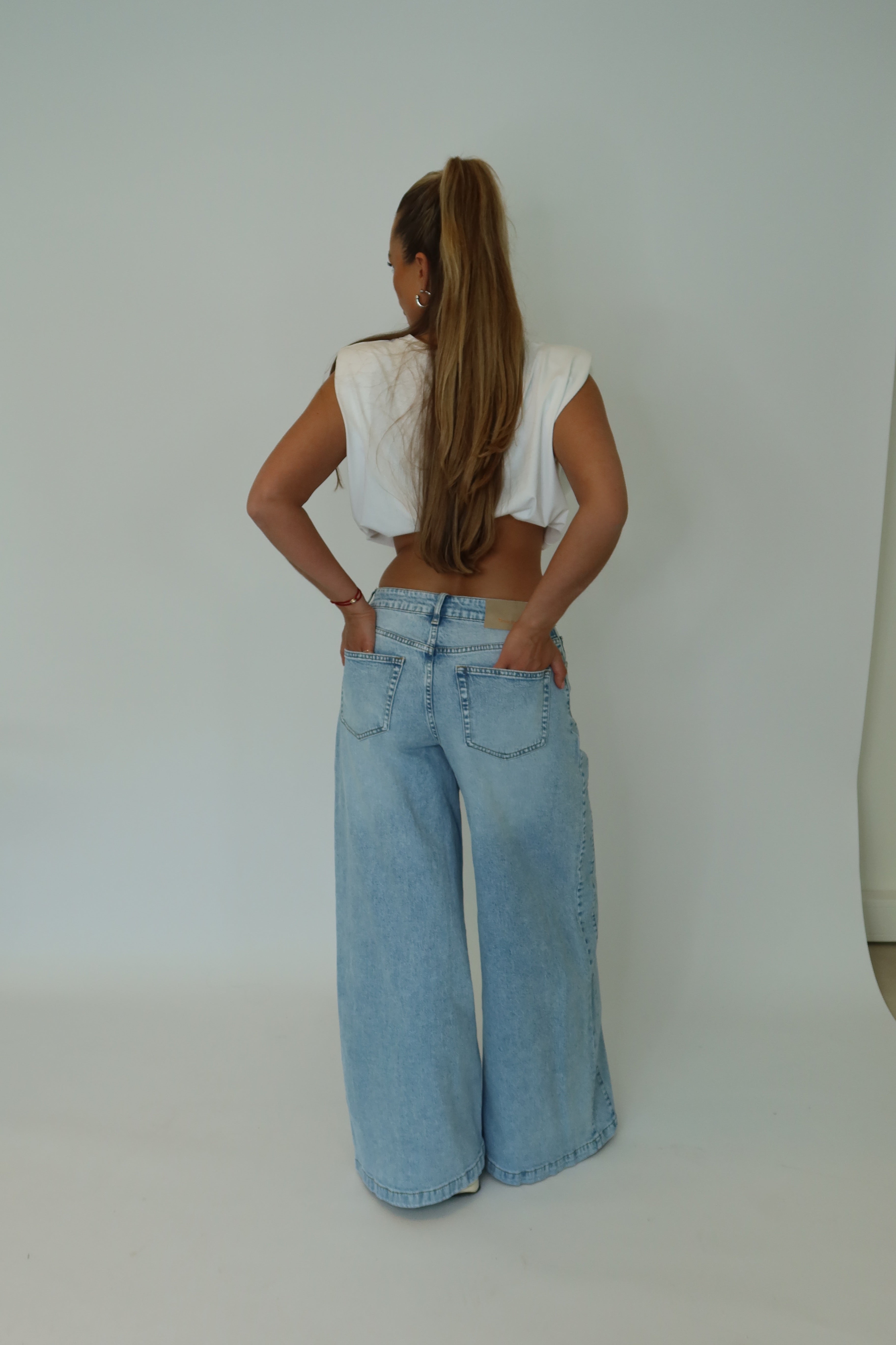 Queen Hearts Wide Leg Jeans Blauw