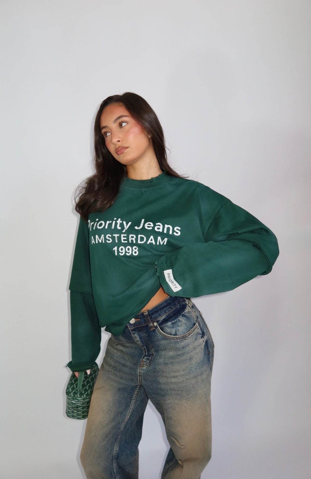 Priority Destroyed Longsleeve Groen