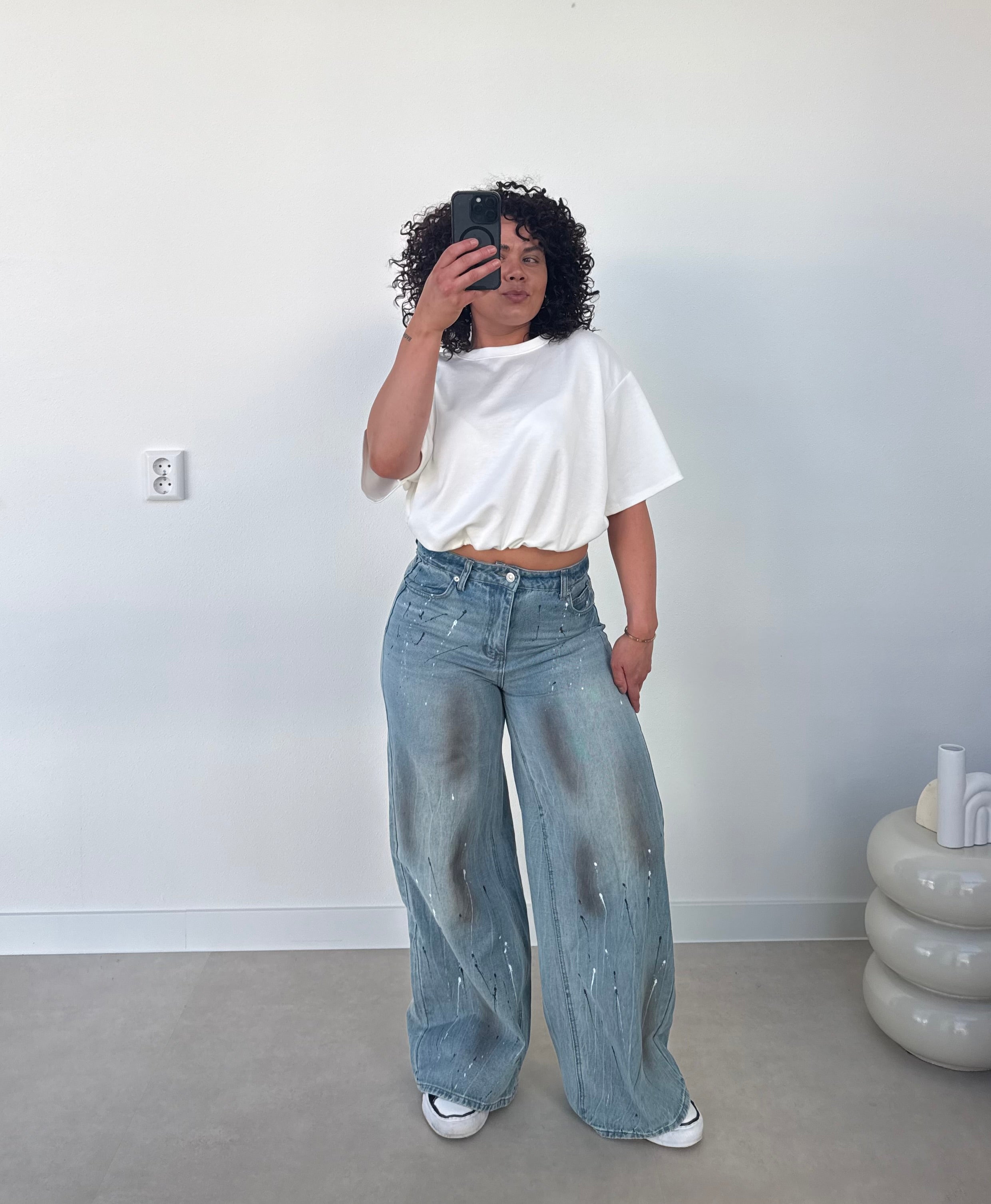Wide Leg Jeans Verfspatten