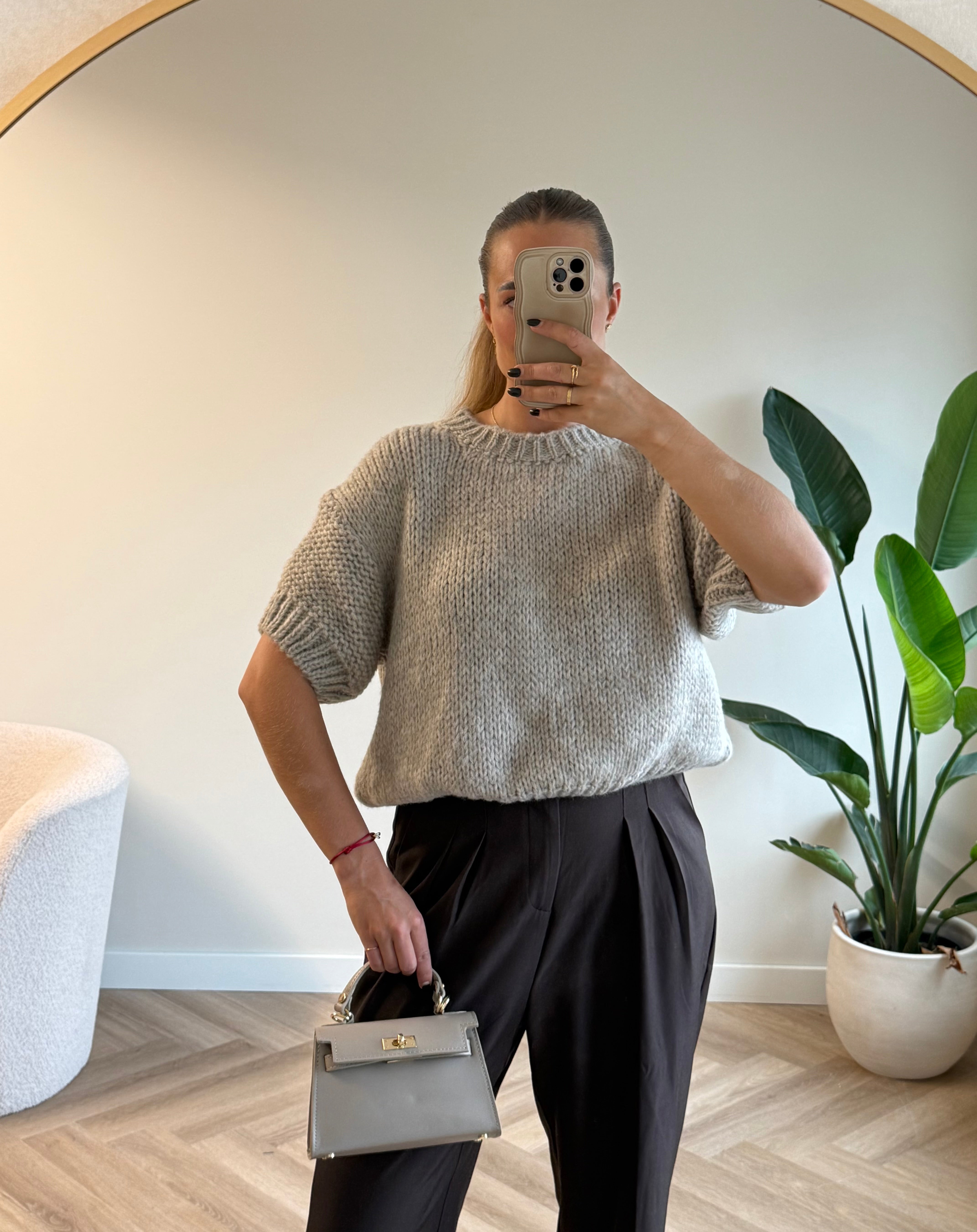 Knit Trui Korte Mouw Beige | Nori