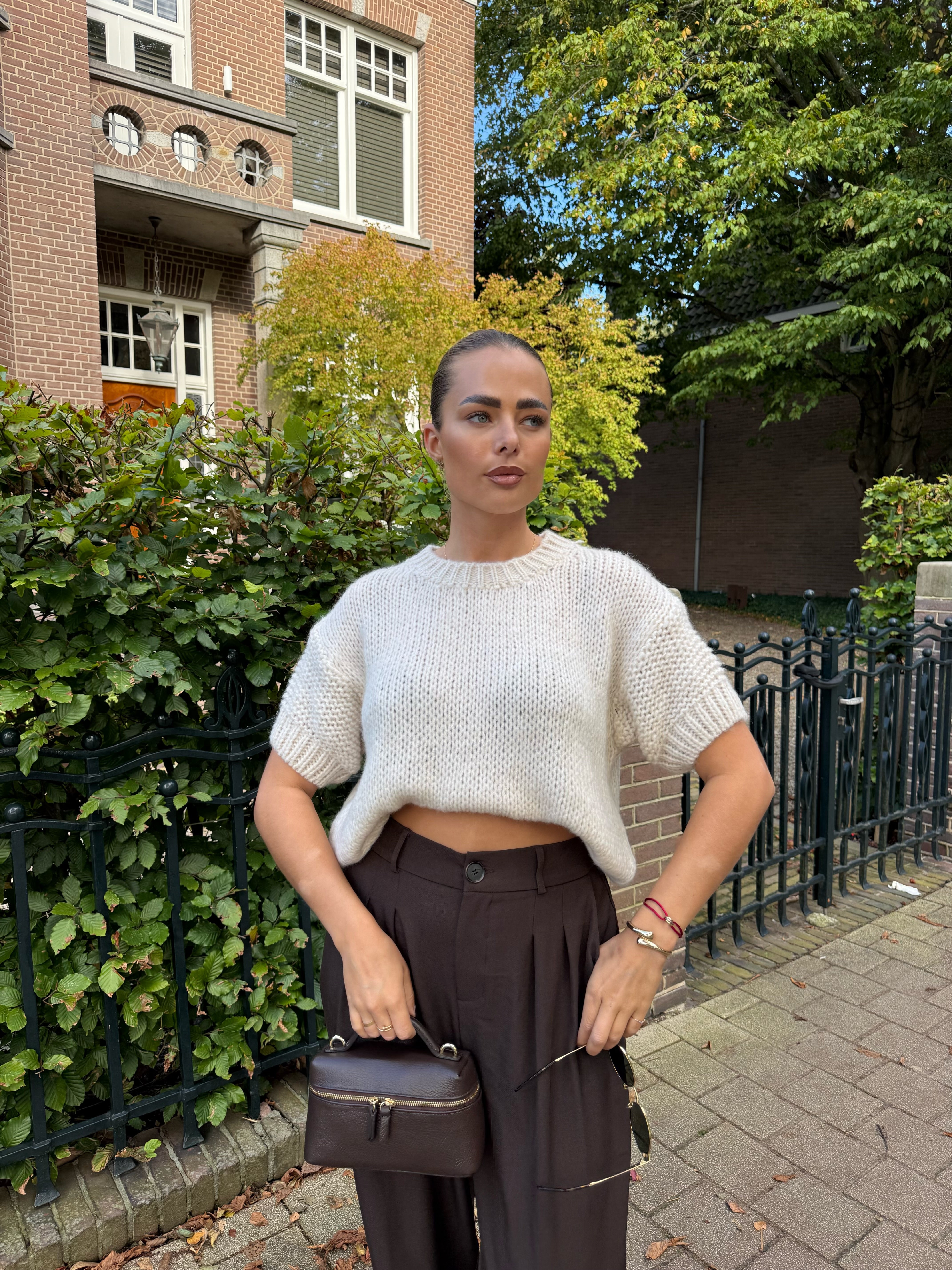 Knit Trui Korte Mouw Crème | Nori