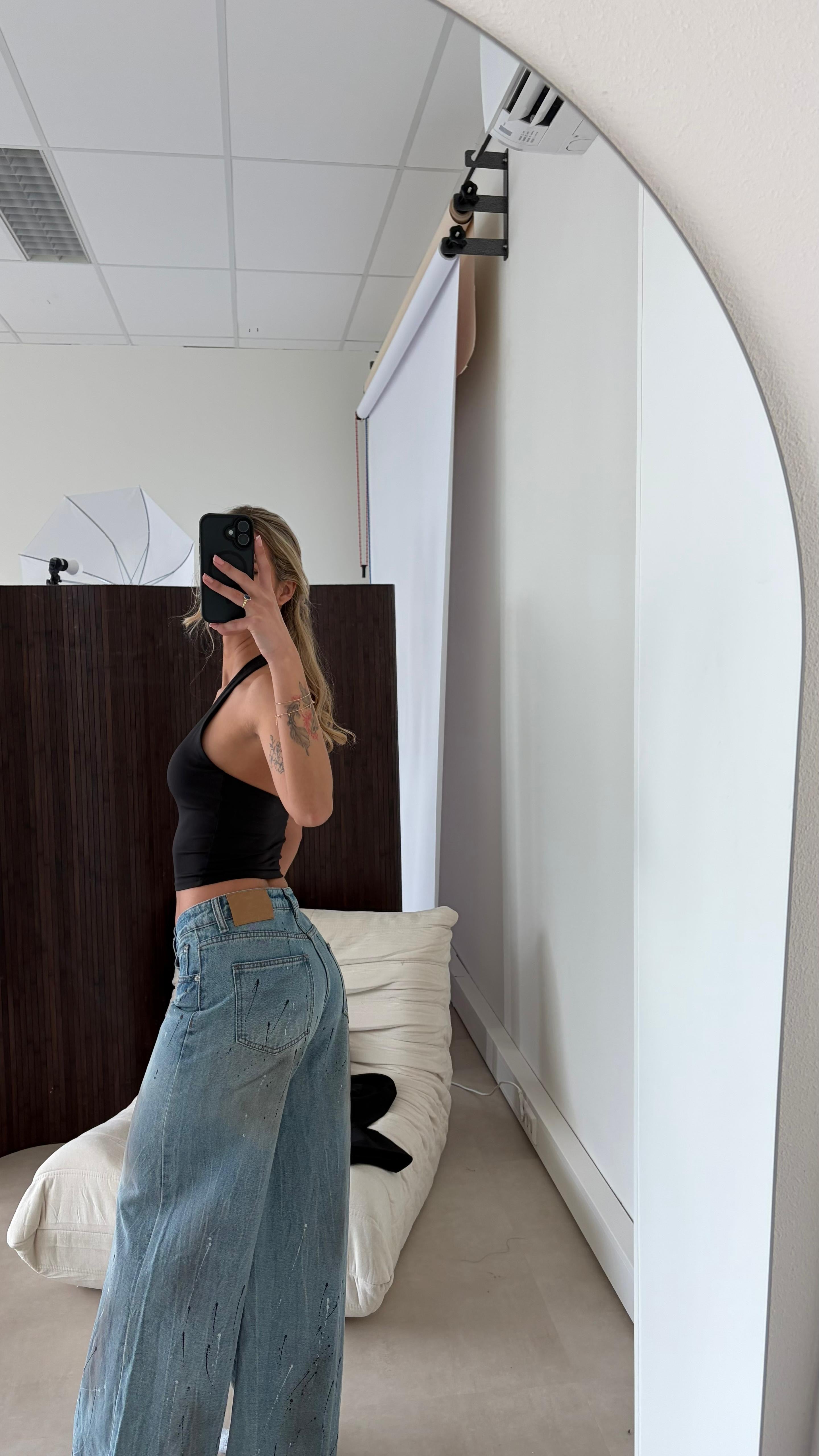 Wide Leg Jeans Verfspatten