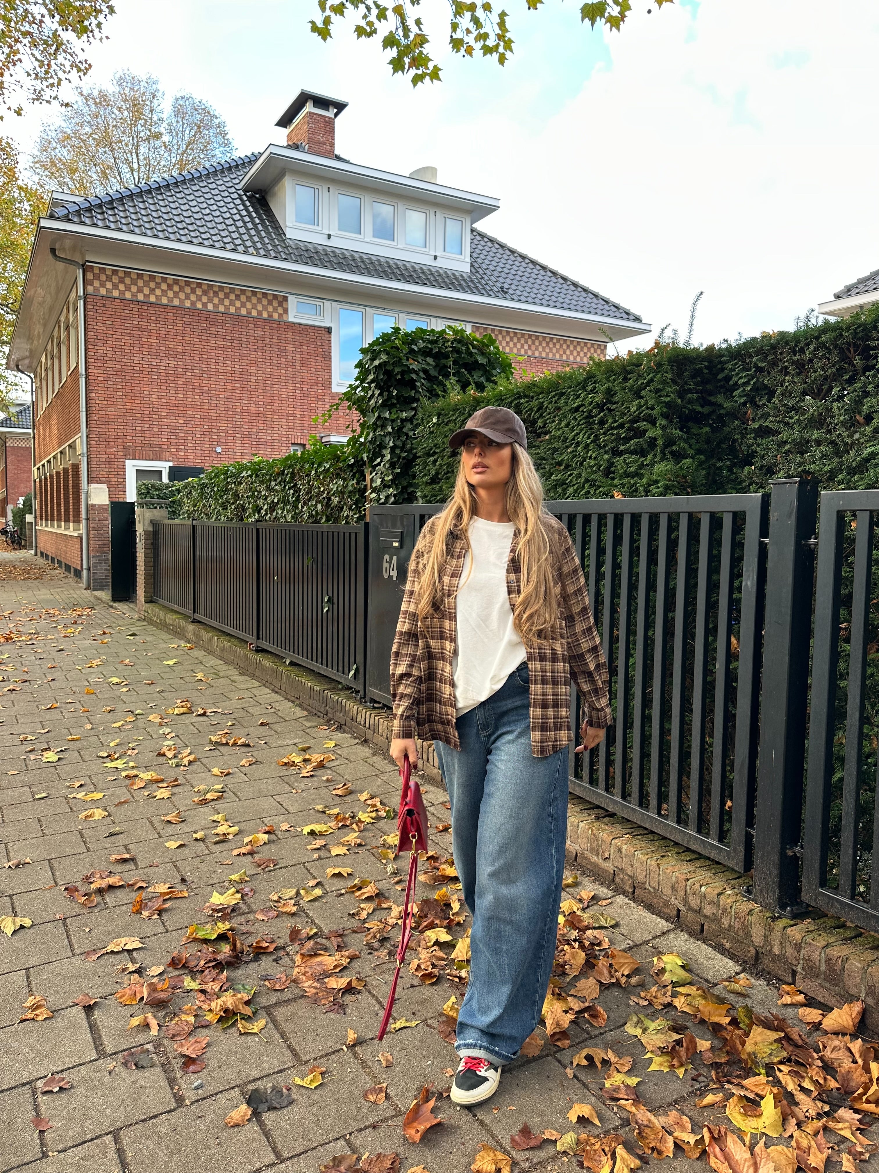 Geruite Blouse Bruin | Loua