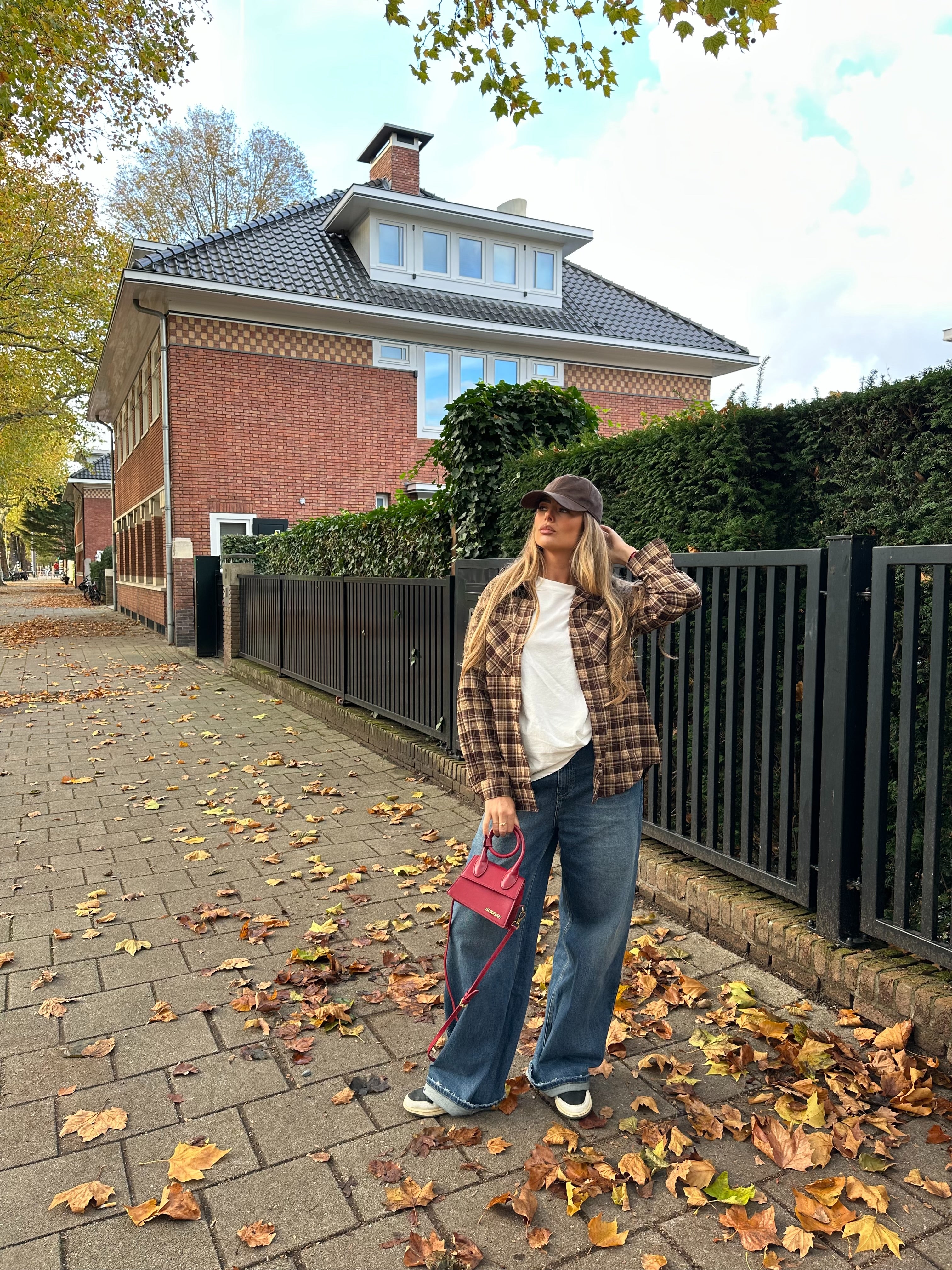 Geruite Blouse Bruin | Loua