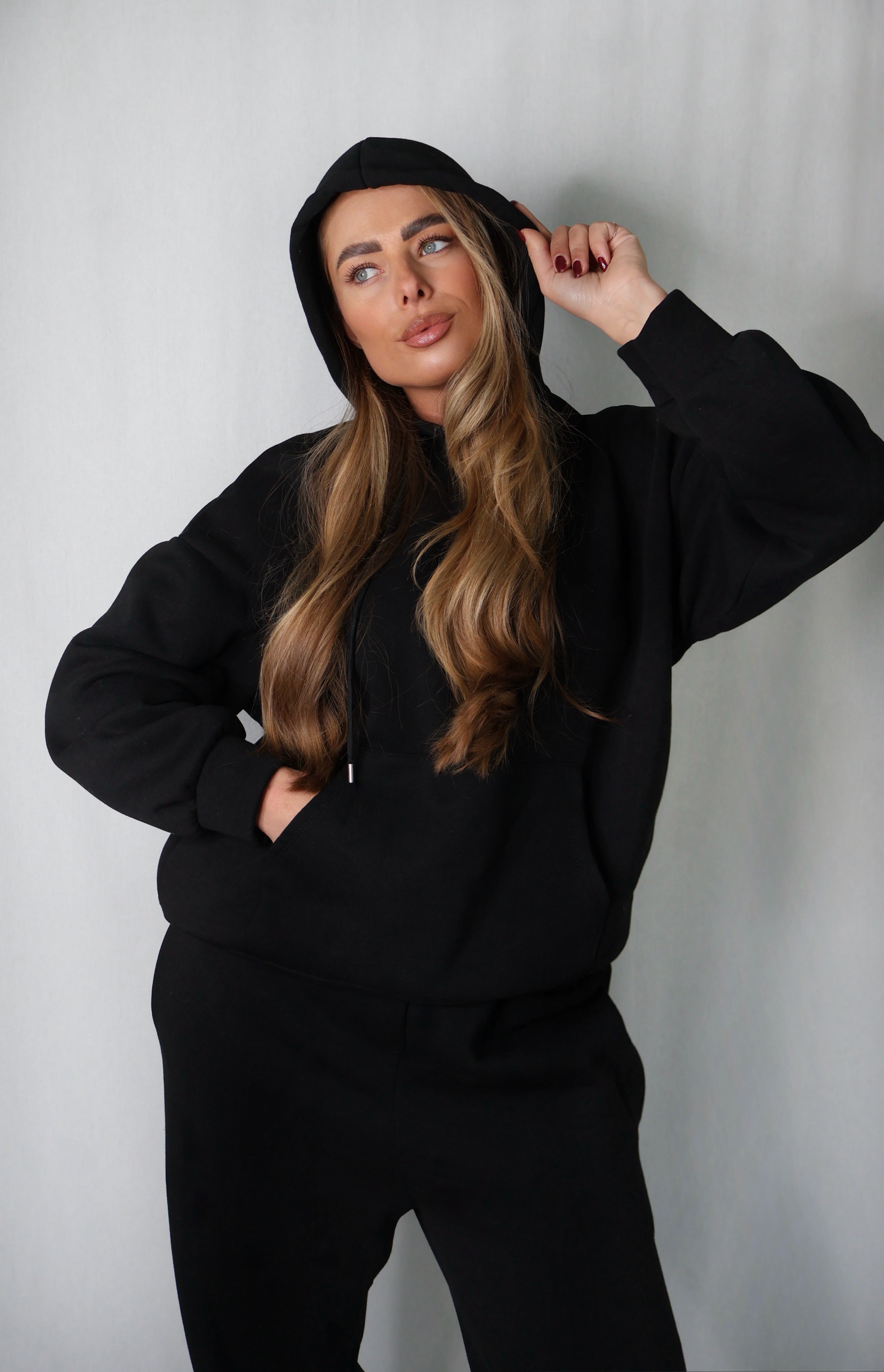 Jogging Set Fleece Zwart | Sky