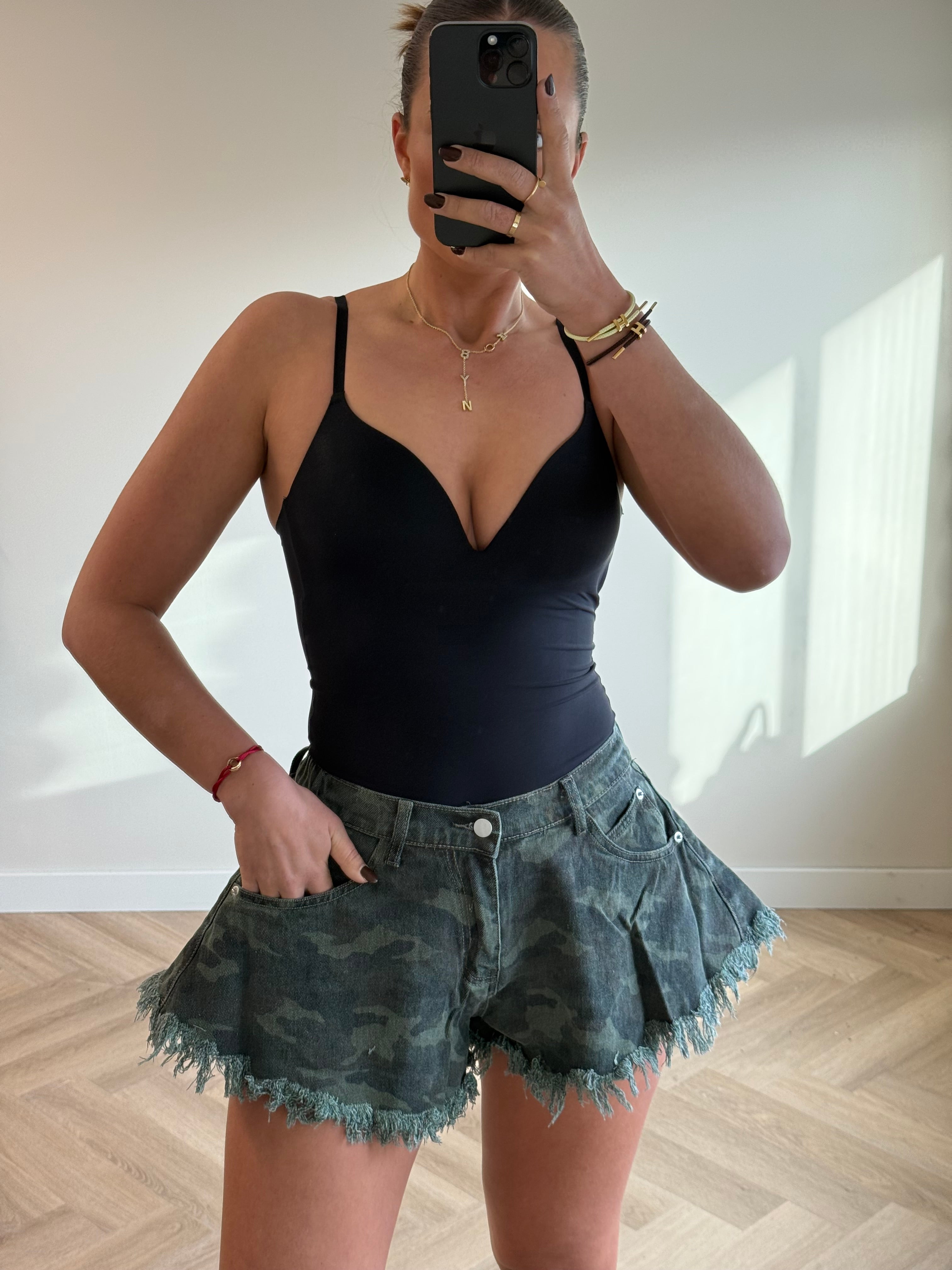 Denim Short Gerafeld Camouflage