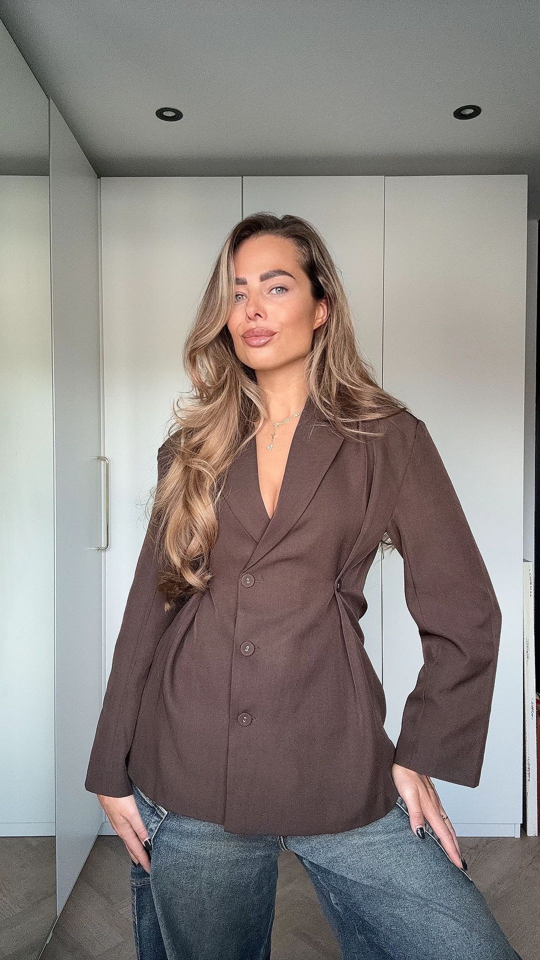 Getailleerde Blazer Knoopjes Bruin | Liv