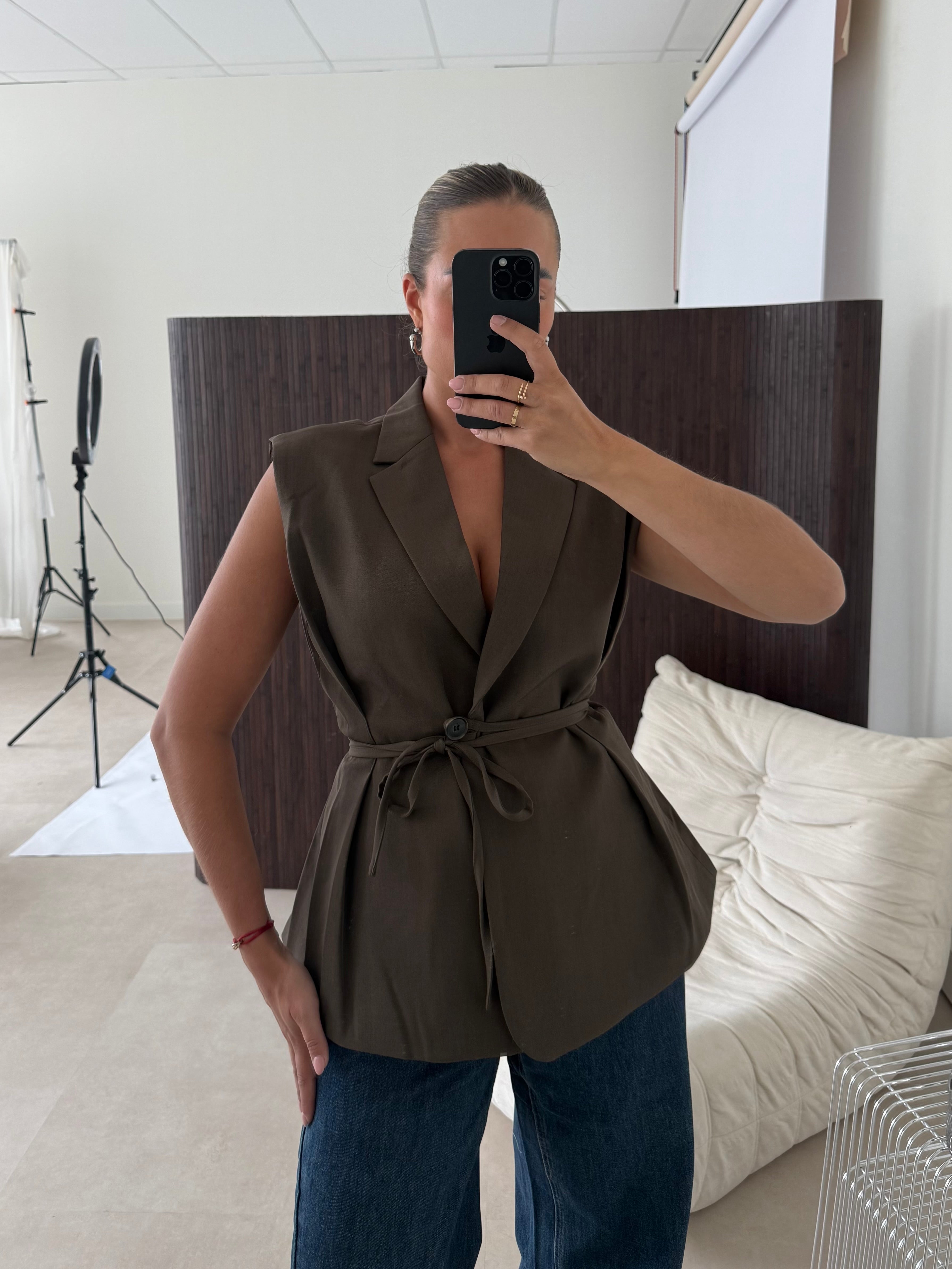 Gilet Met Koord Taupe | Hailey