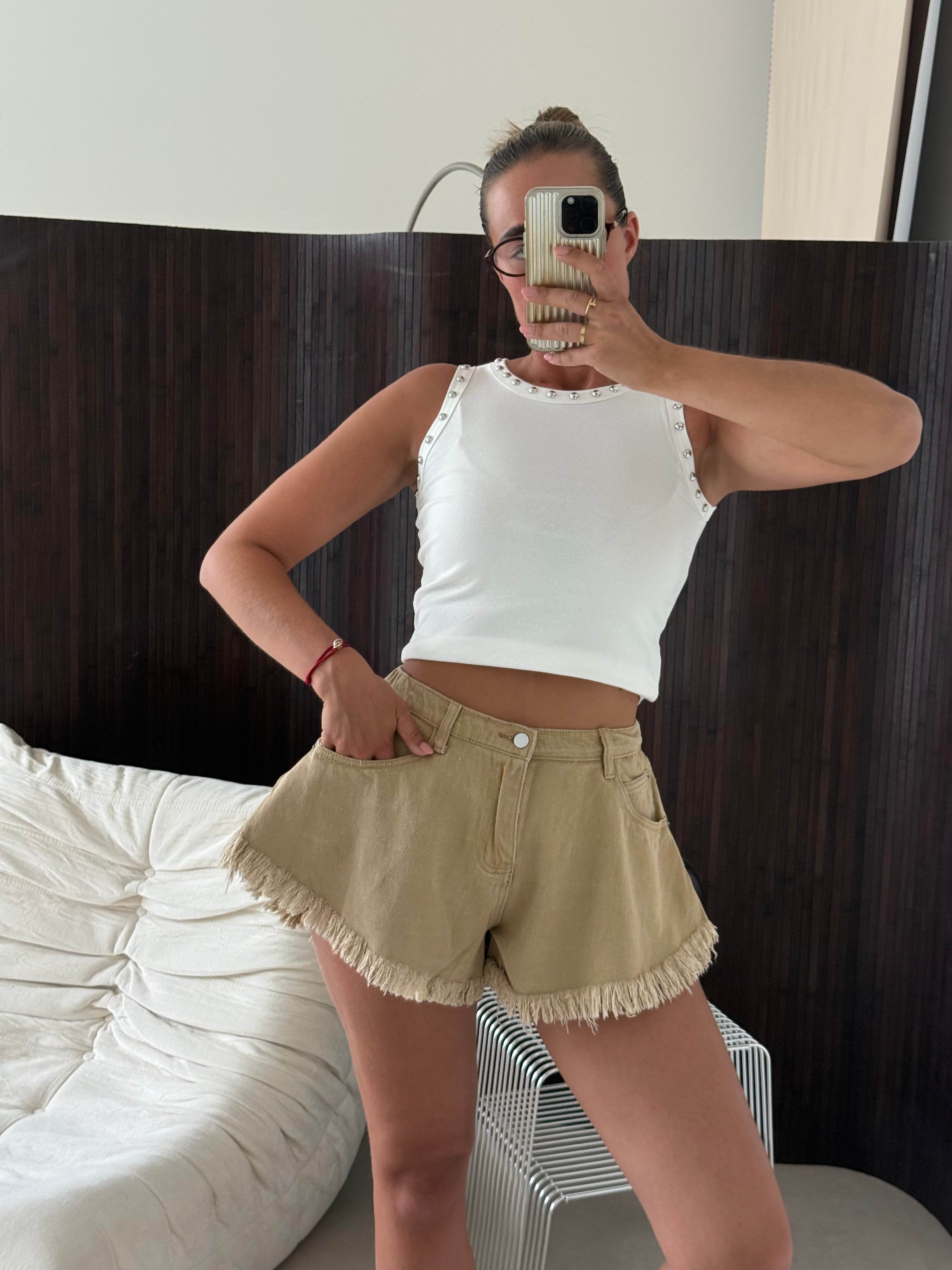 Denim Short Gerafeld Camel