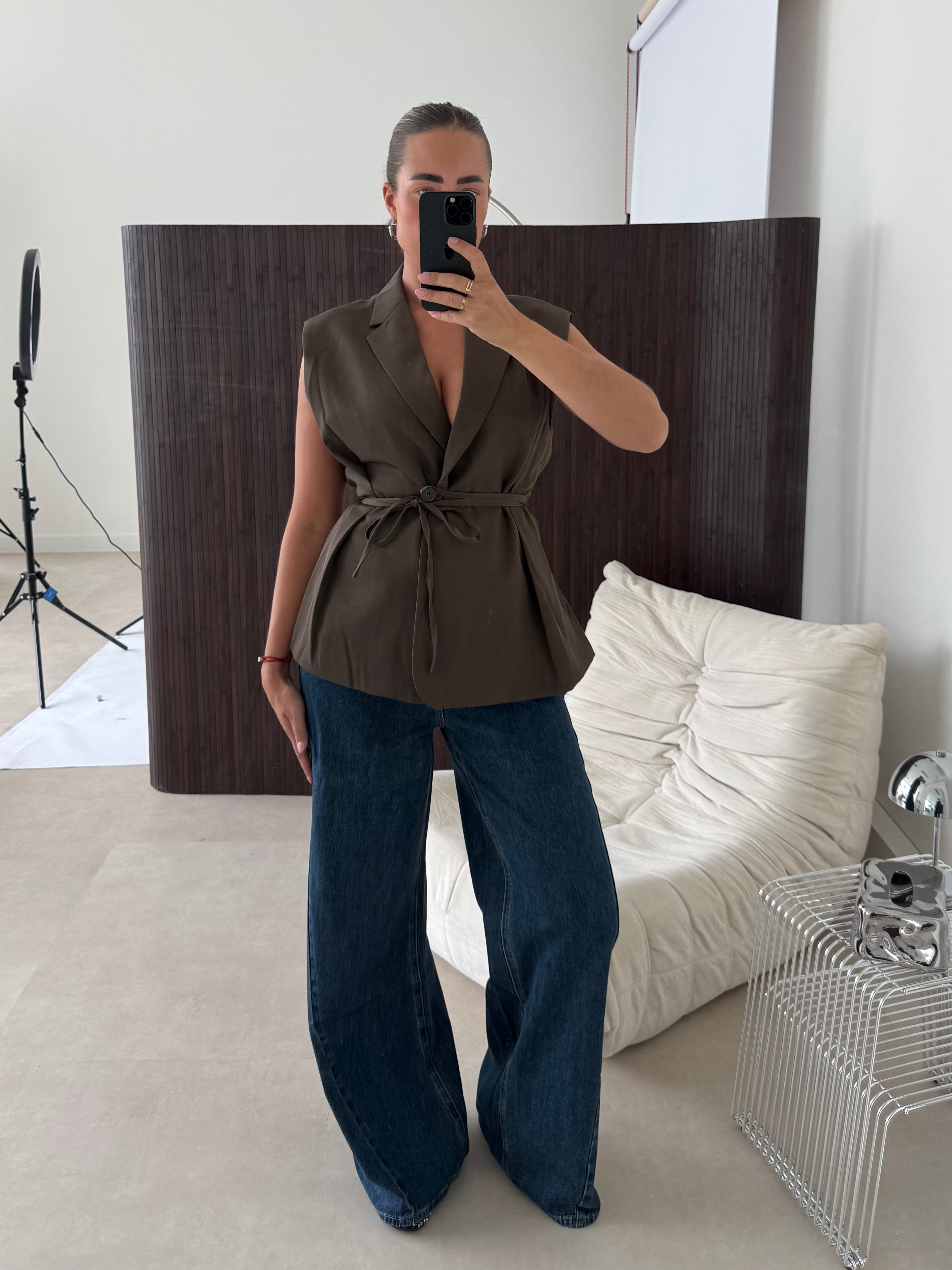 Gilet Met Koord Taupe | Hailey
