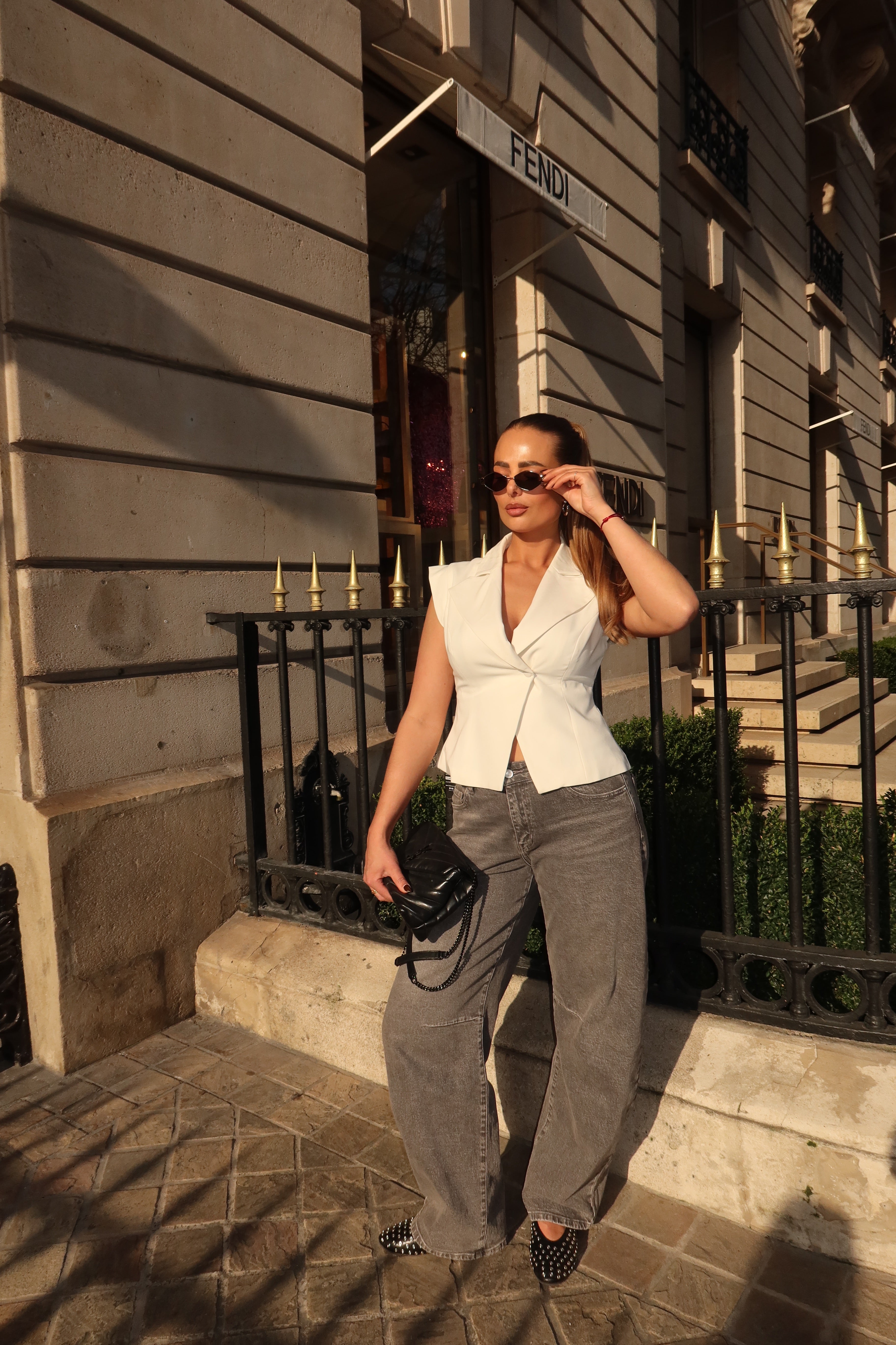 Queen Hearts Balloon Jeans Grijs