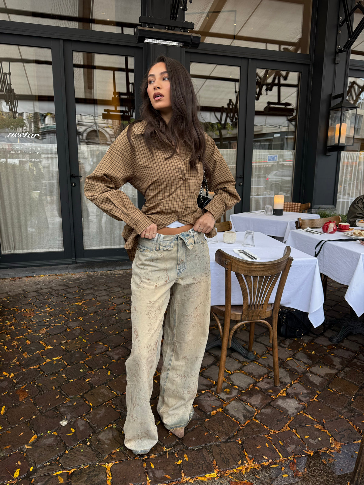 Queen Hearts Omgeslagen Jeans Dirty Wash
