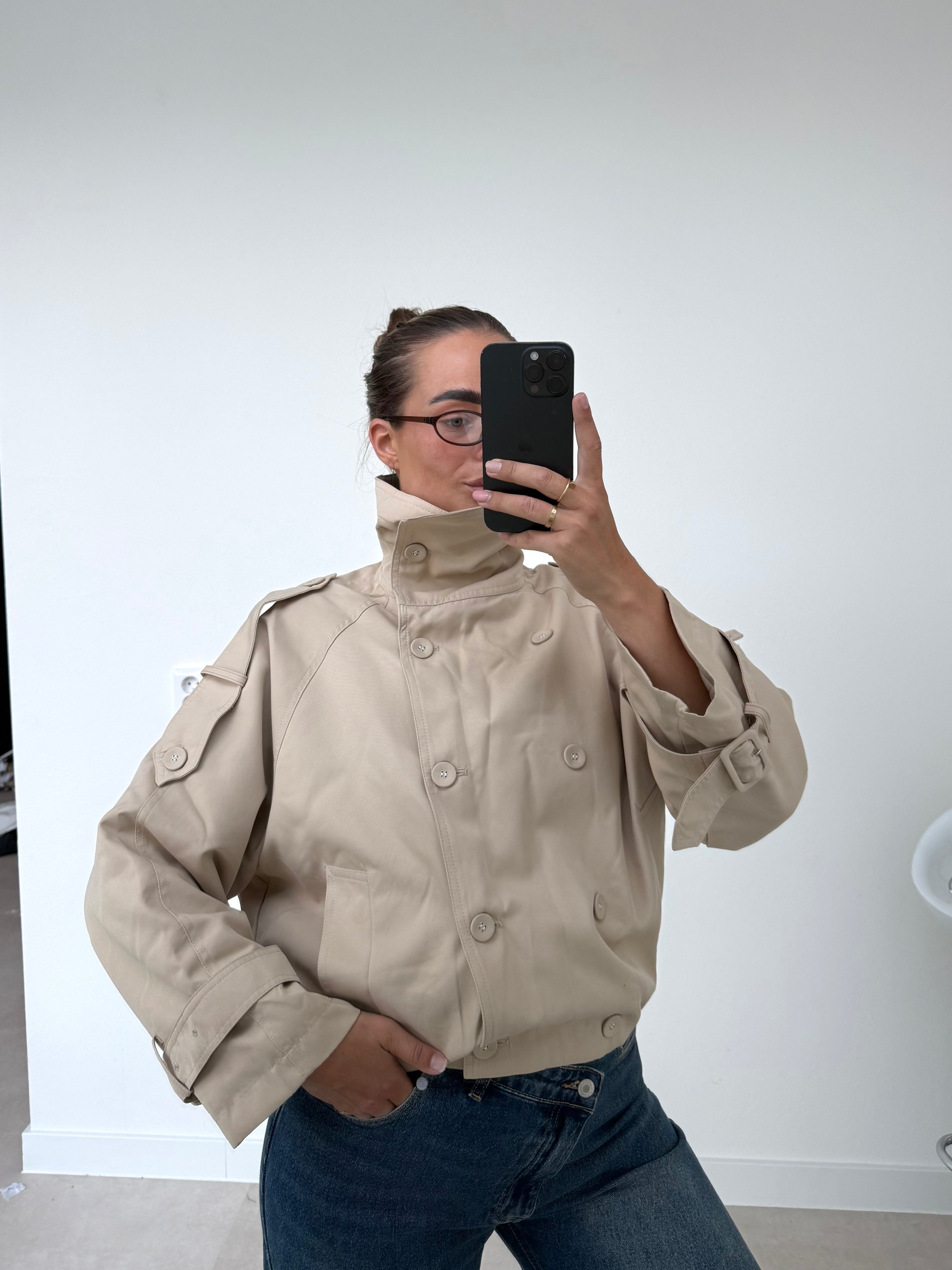 Trench Jas Kort Beige