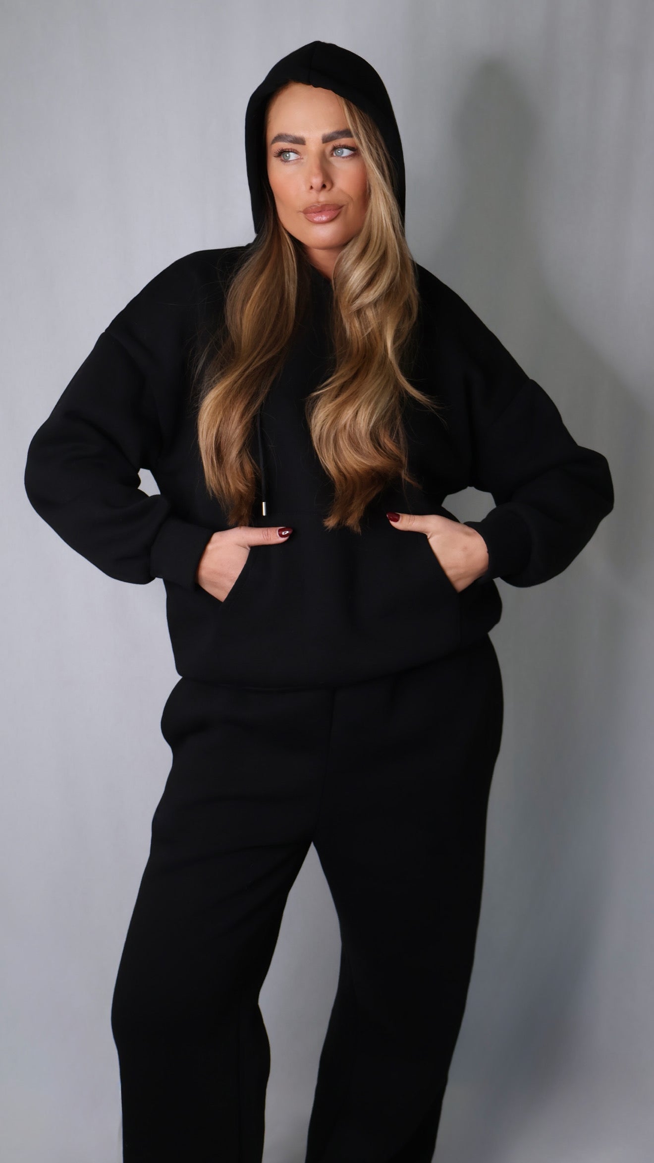 Jogging Set Fleece Zwart | Sky