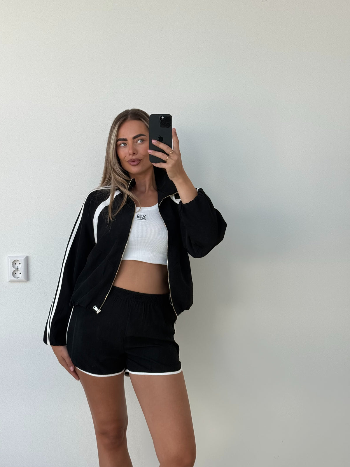 Sporty Two Piece Set Zwart Wit