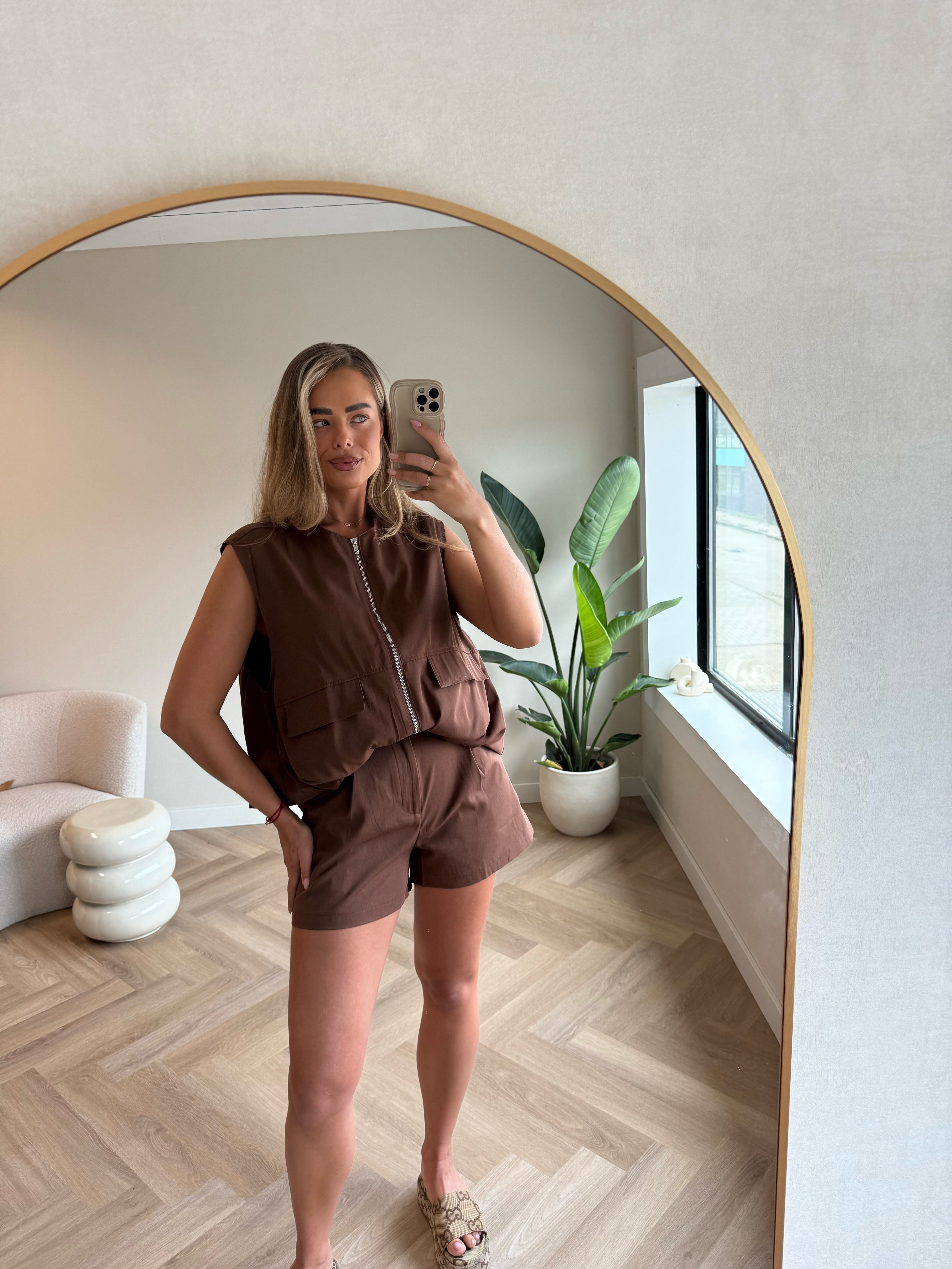 Two Piece Gilet Set Bruin | Meggie