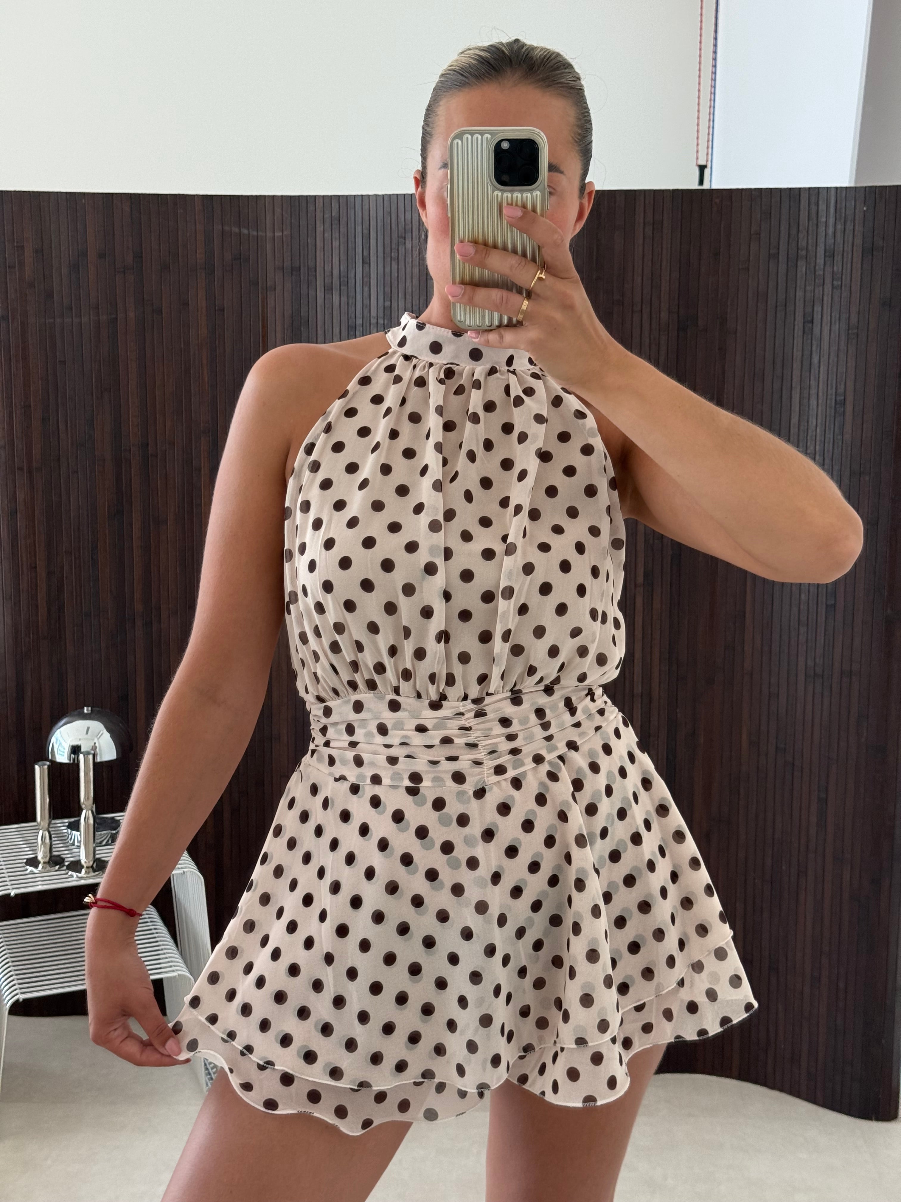 Polkadot Playsuit Crème Bruin