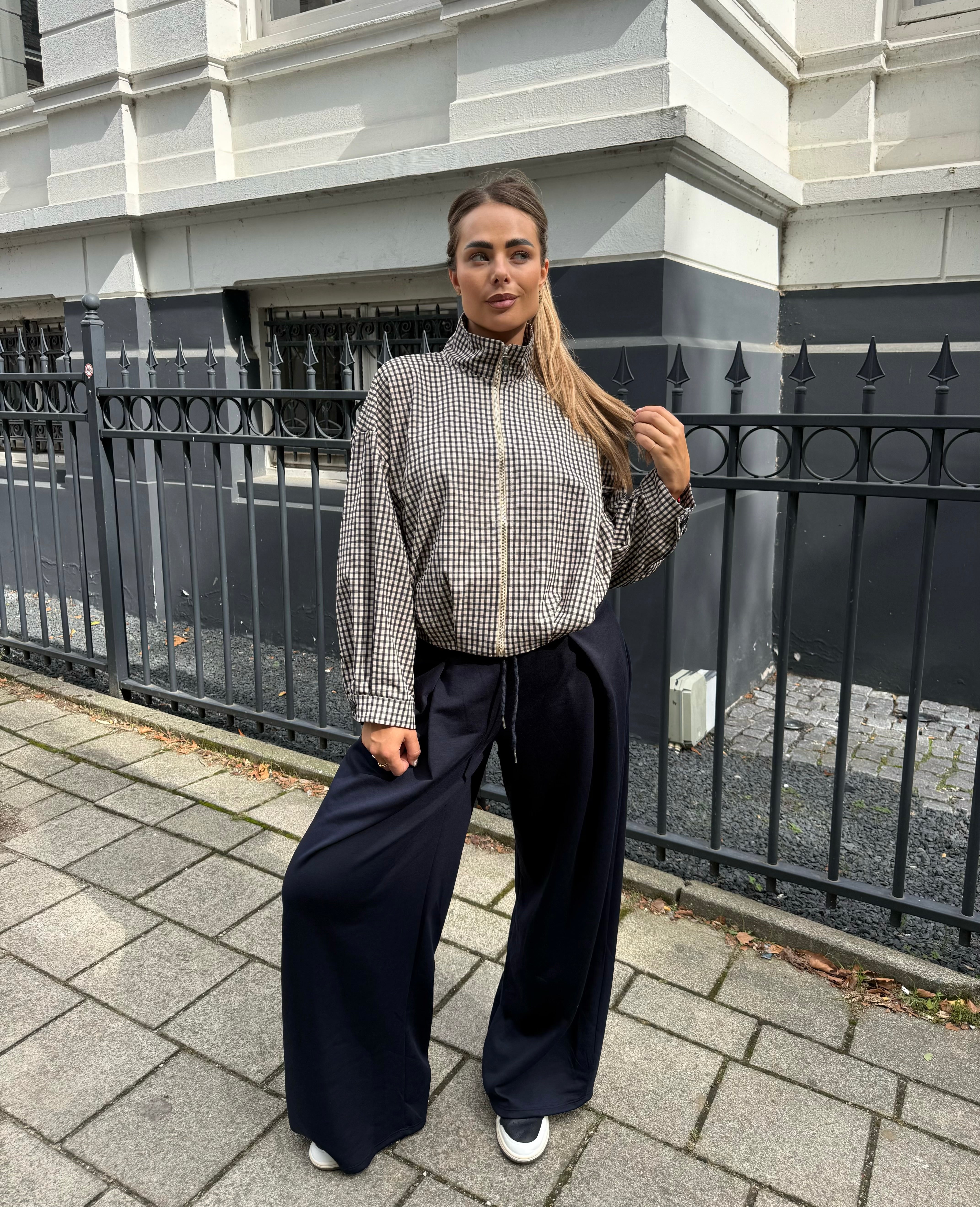 Bomber Geruit Navy