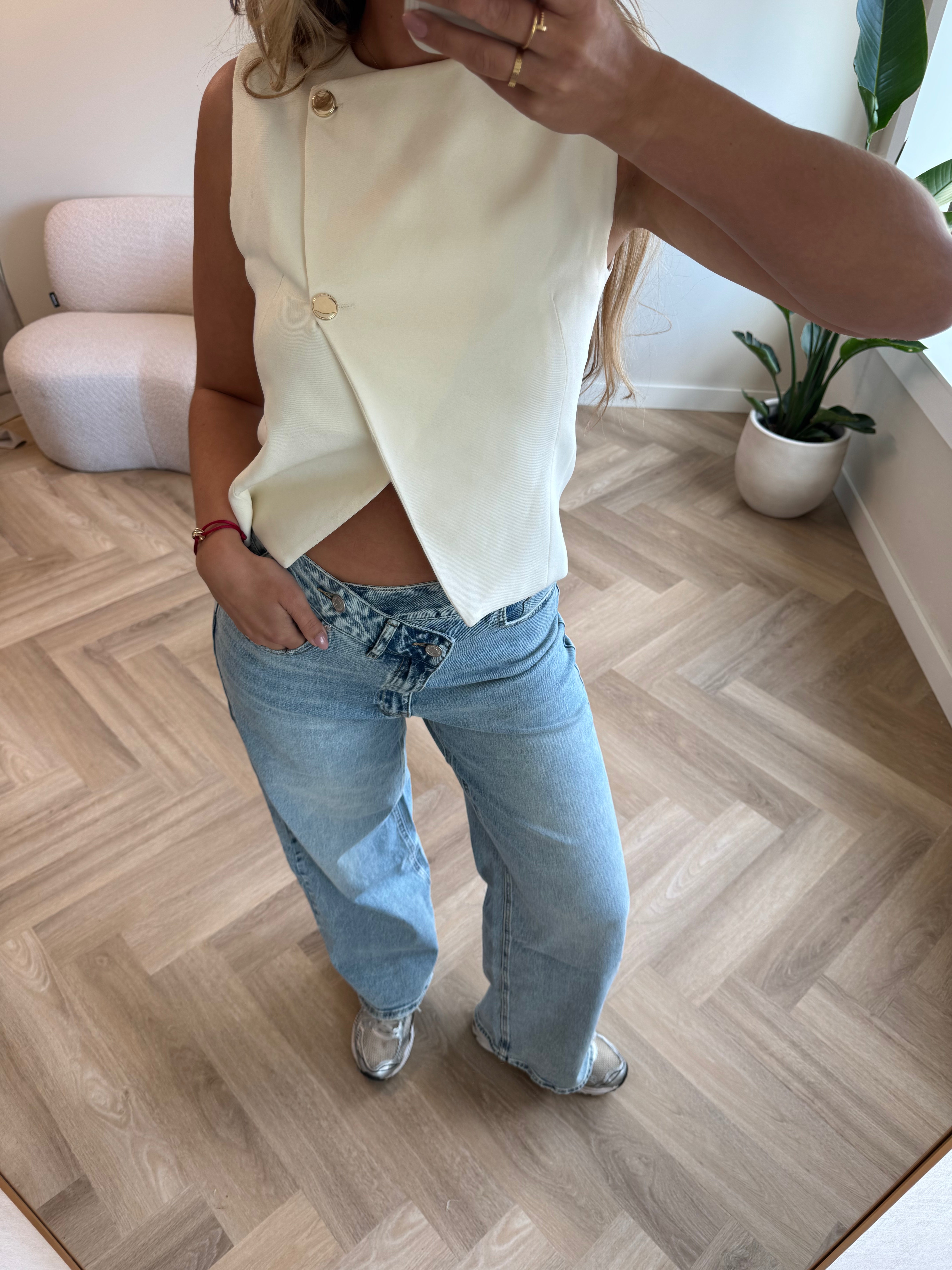 Queen Hearts Jeans Met Overslag Sluiting Blauw