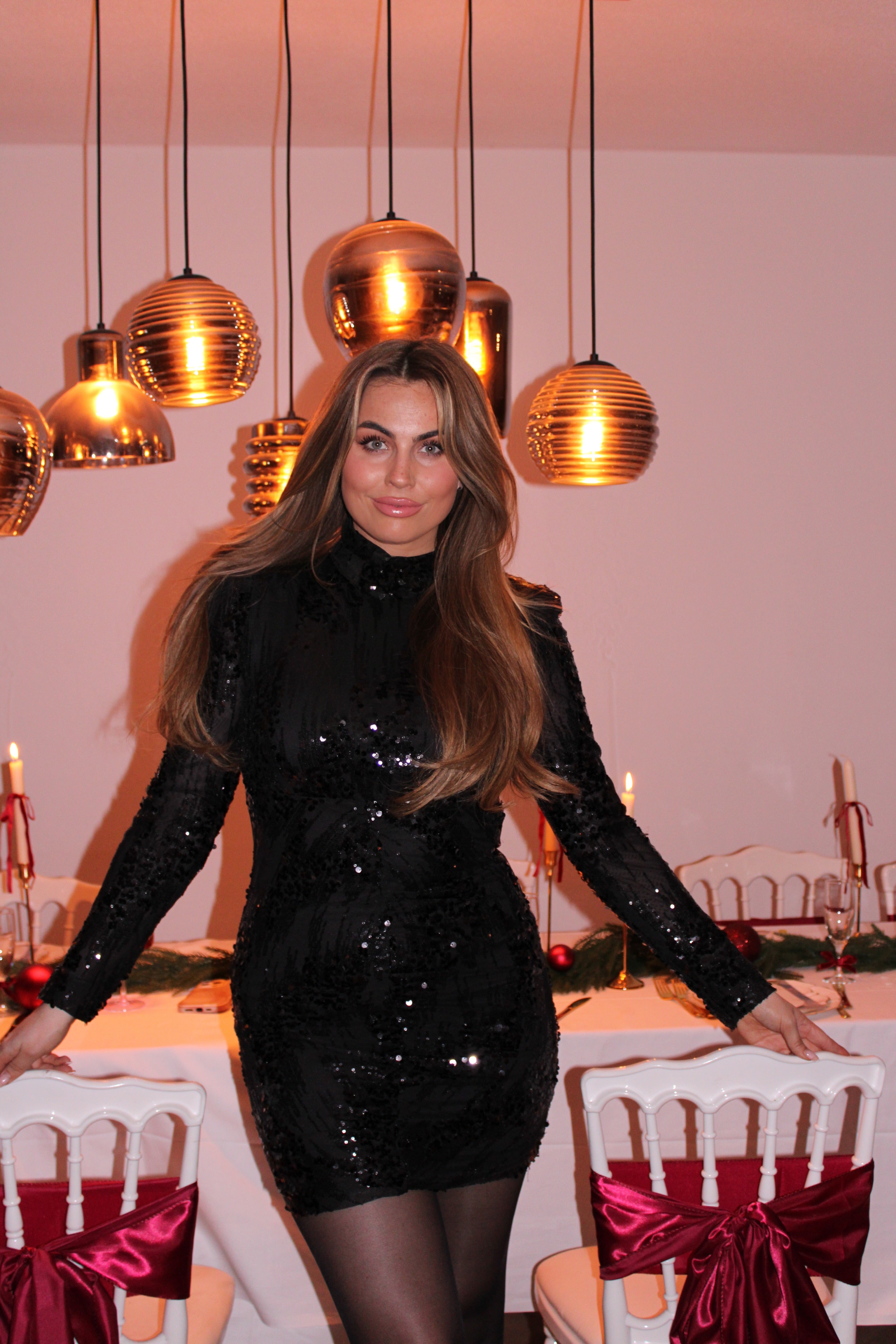 Jurk Met Pailletten Zwart | Sammy