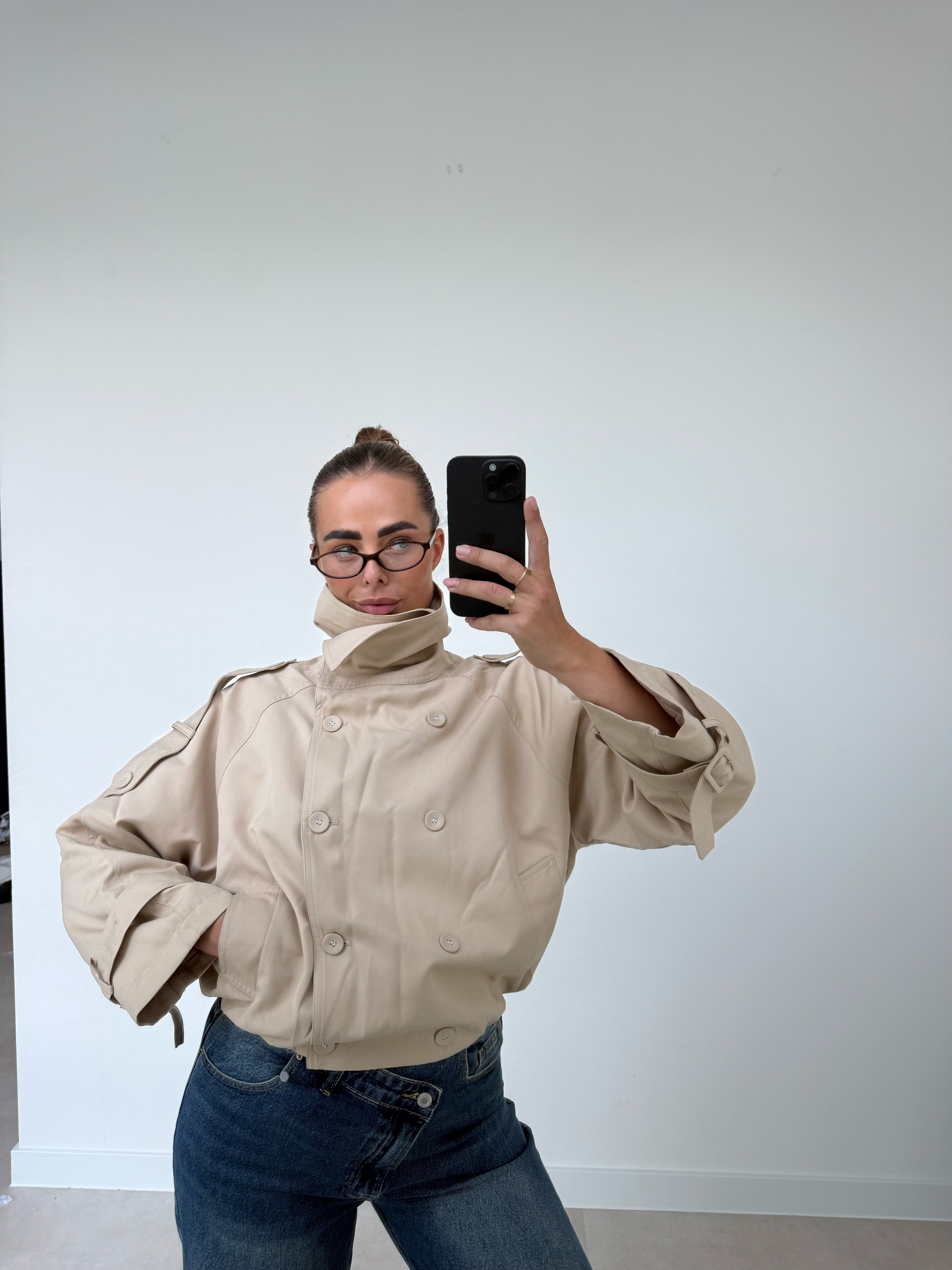 Trench Jas Kort Beige