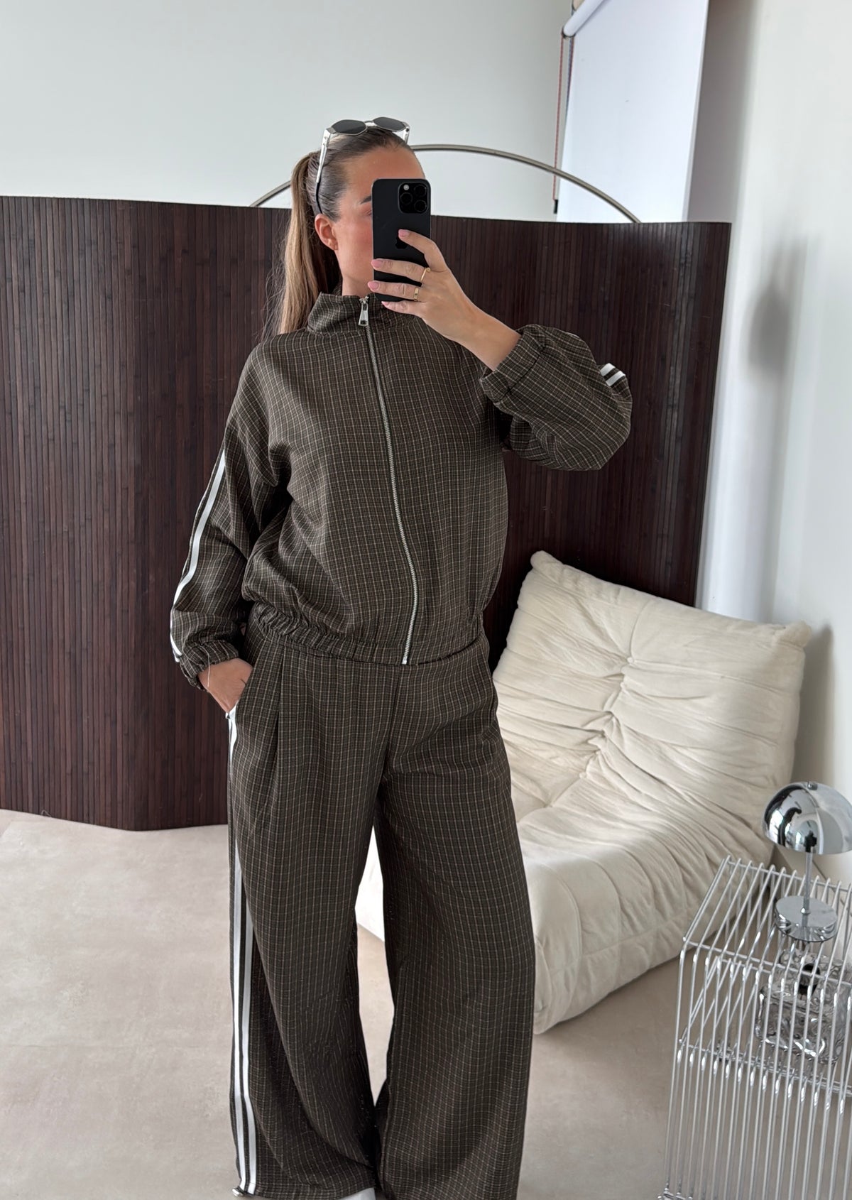Checkered Two Piece Set Groen
