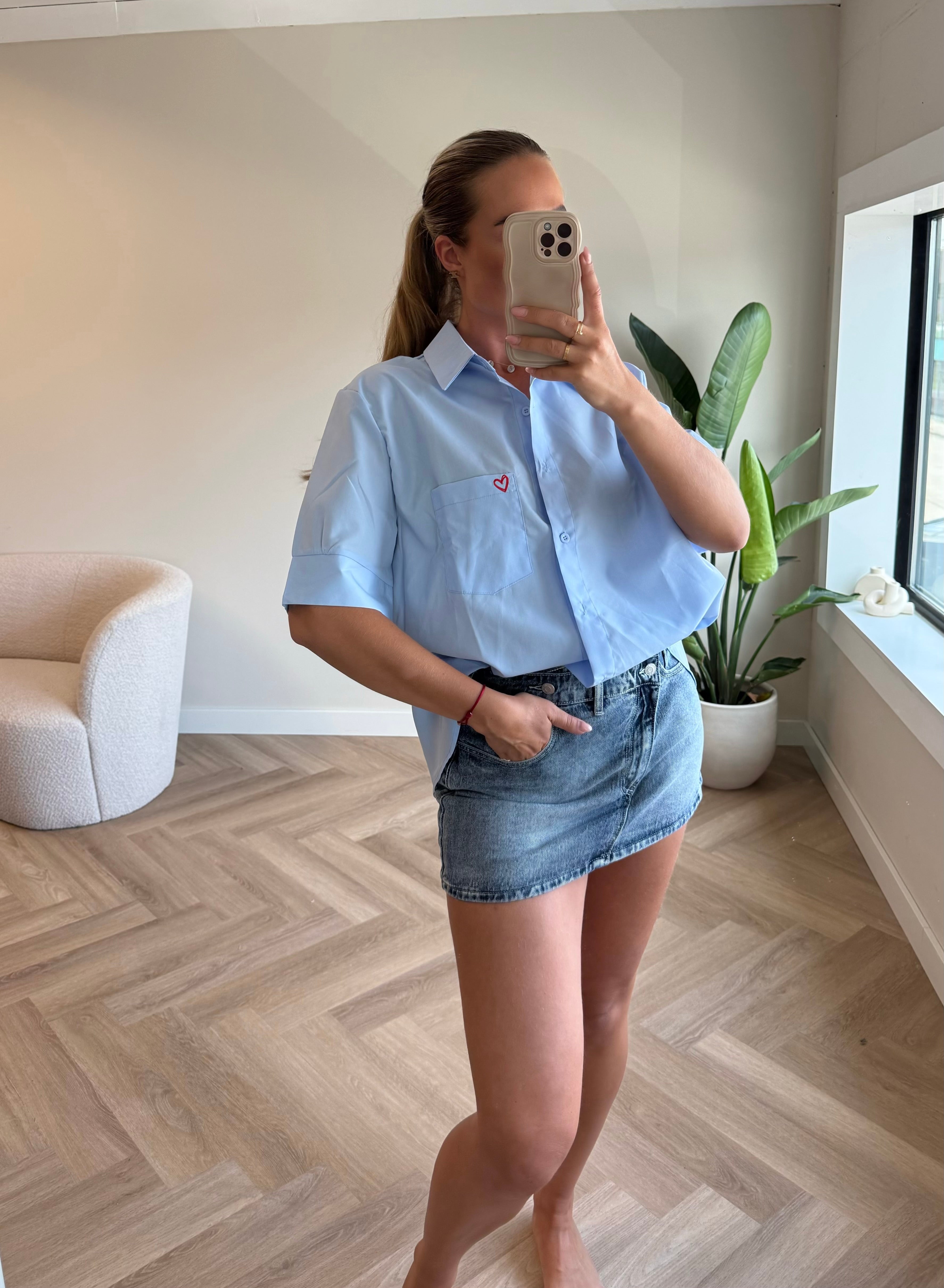Oversized Blouse Baby Blauw | Amour