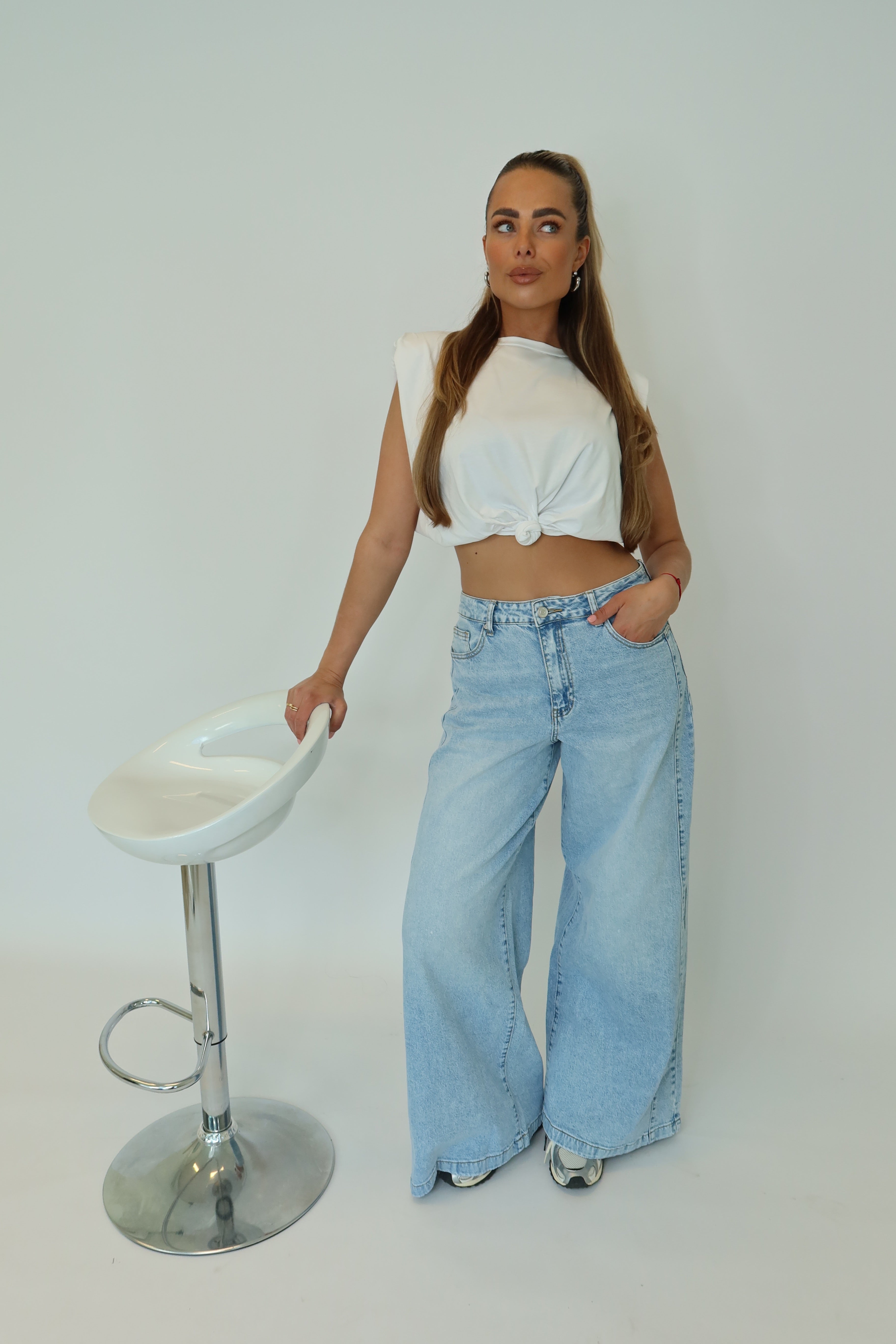 Queen Hearts Wide Leg Jeans Blauw