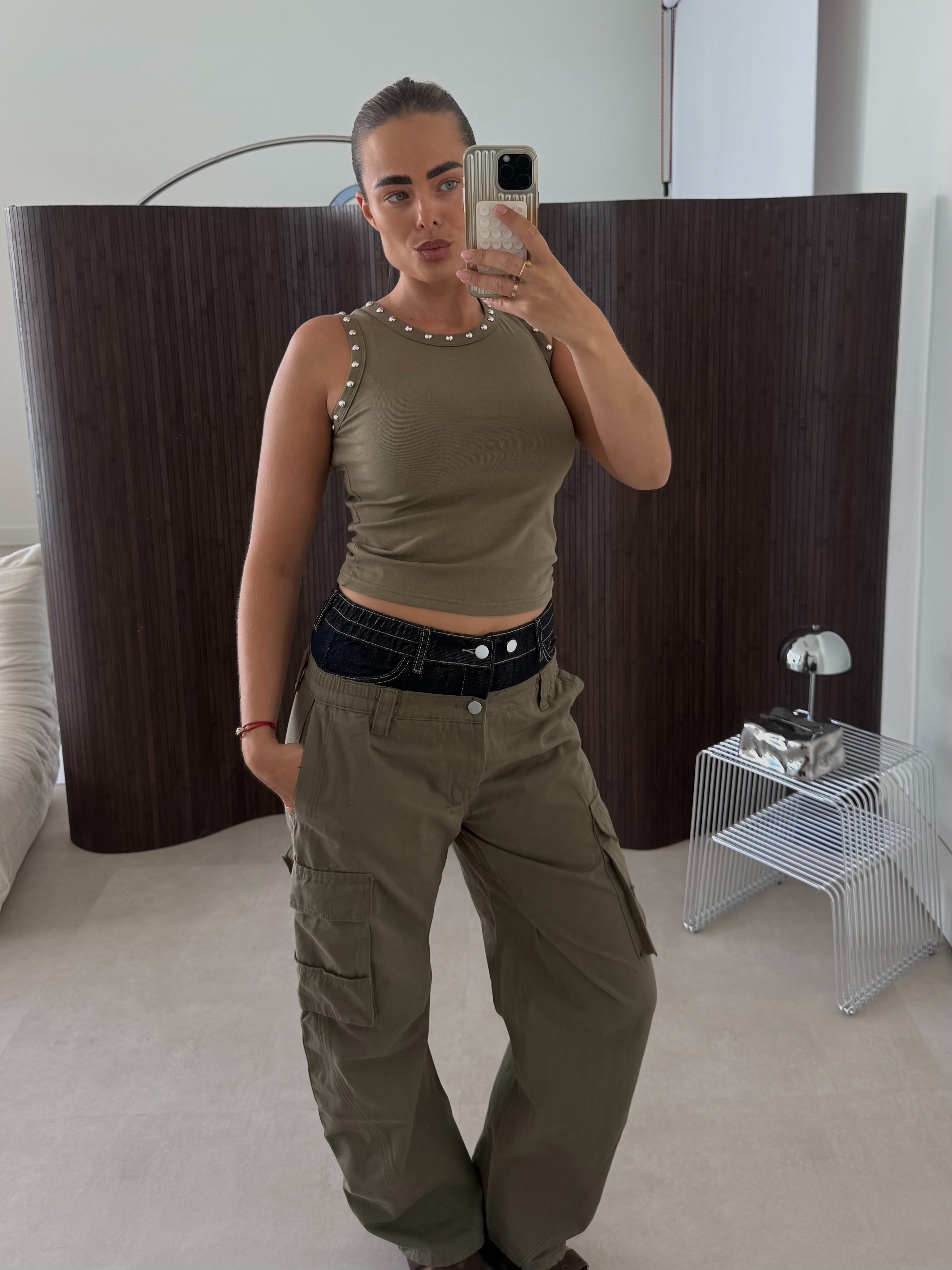 Dubbele Band Cargo Broek Army Groen | Desi