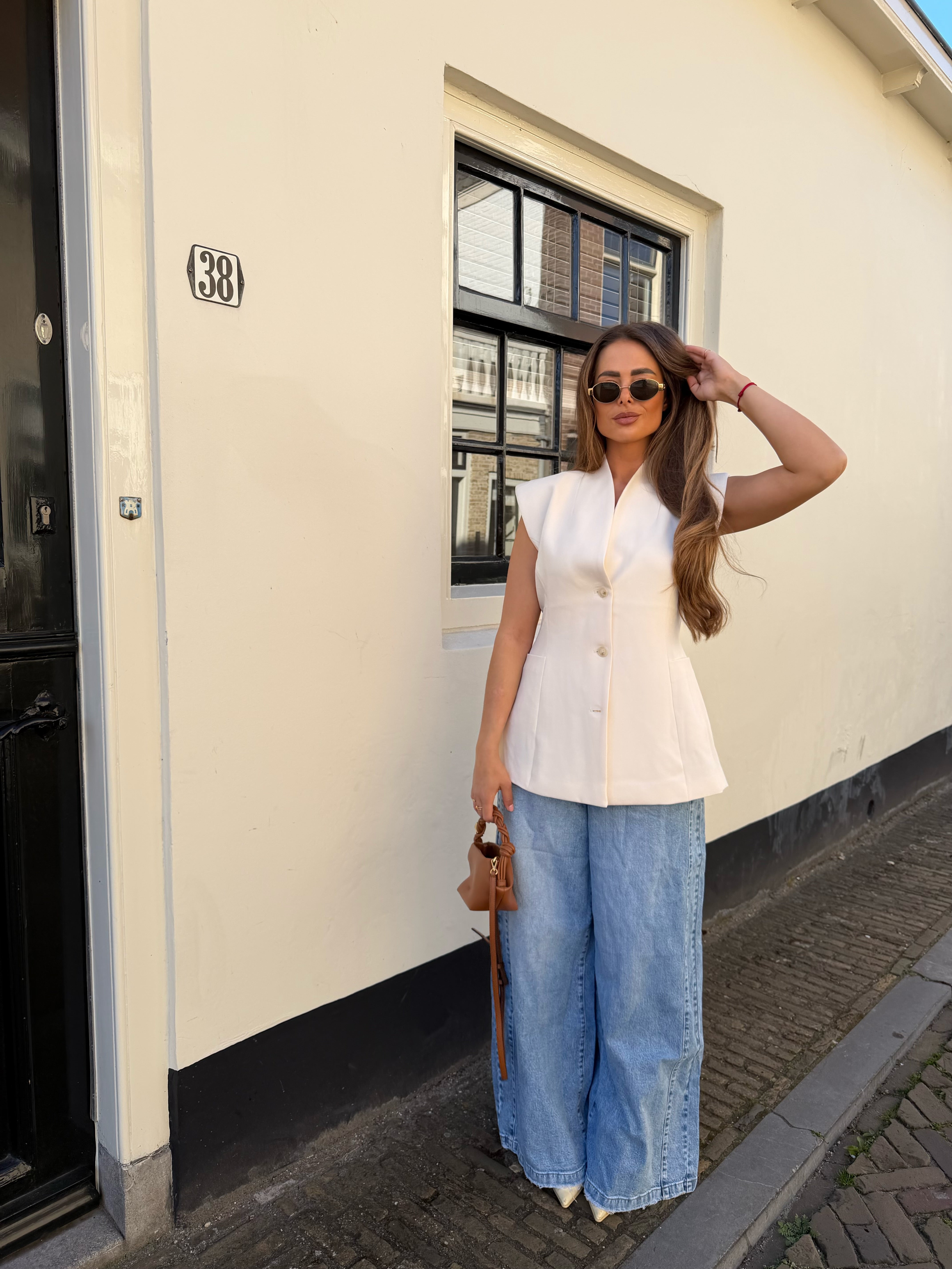 Queen Hearts Wide Leg Jeans Blauw