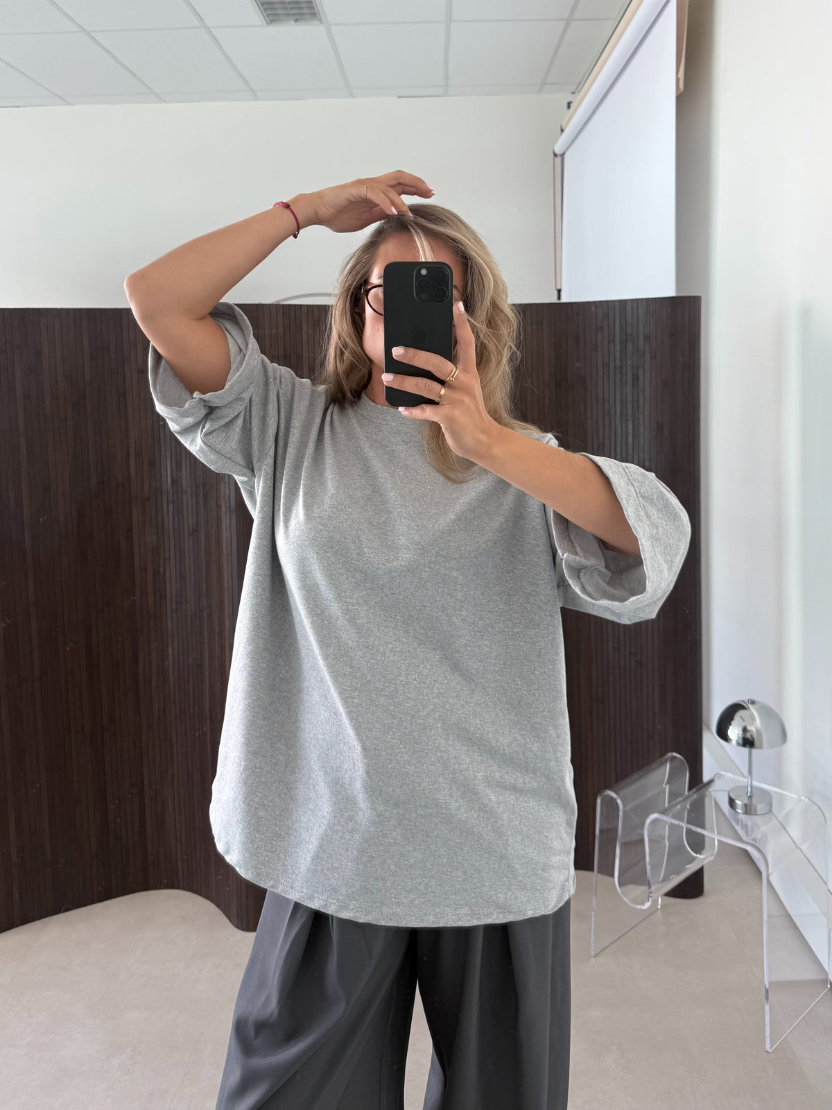Oversized Boyfriend T-shirt Grijs