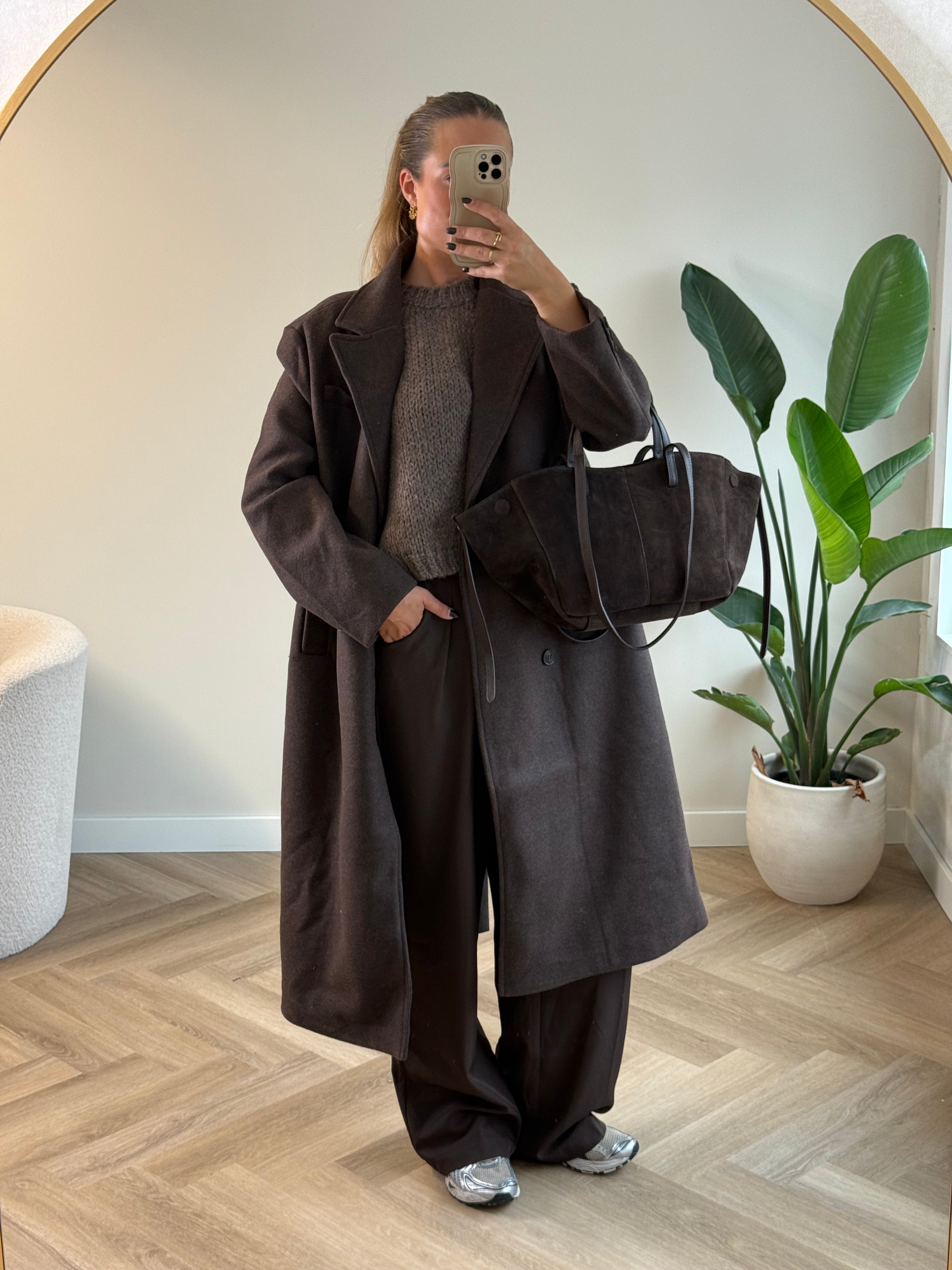 Lange Mantel Jas Bruin | Frankie