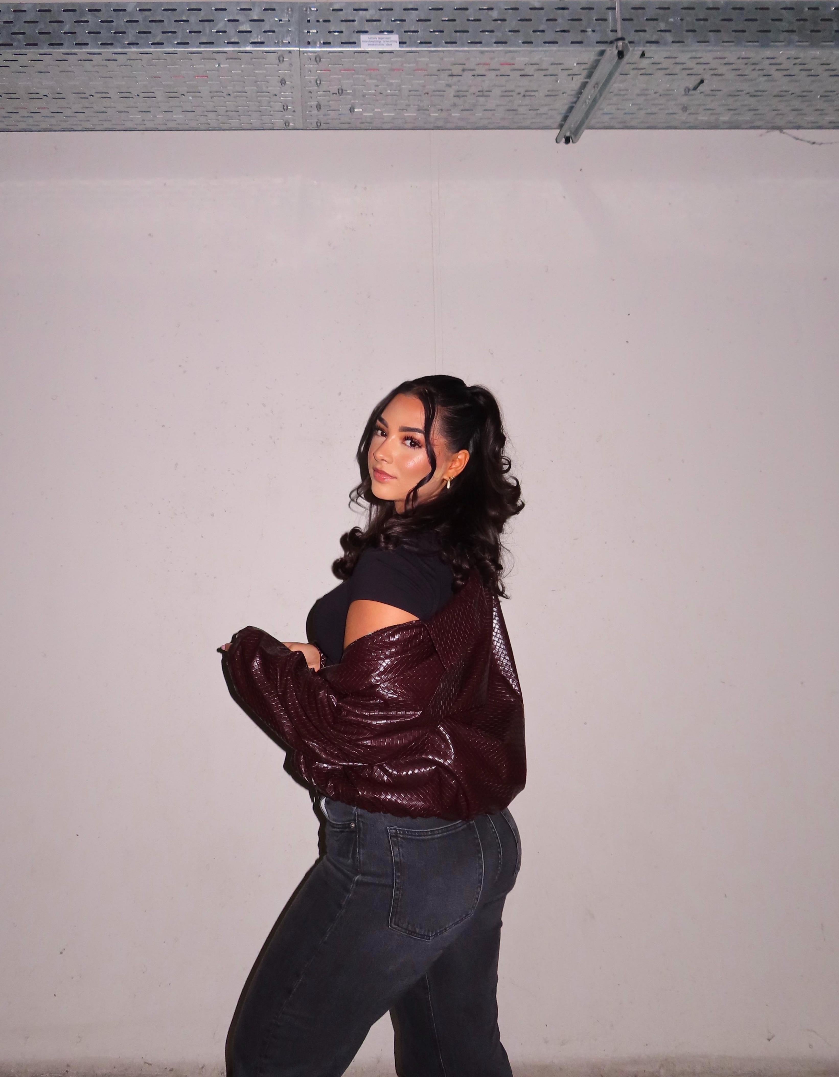 Gevlochten PU Jacket Burgundy | Robyn