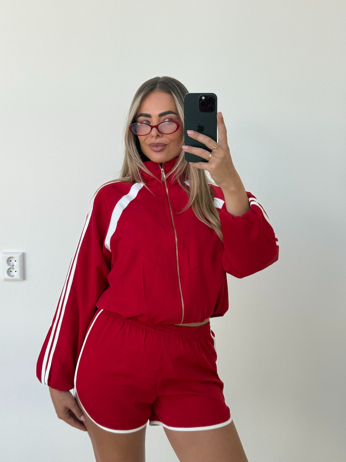 Sporty Two Piece Set Rood Wit