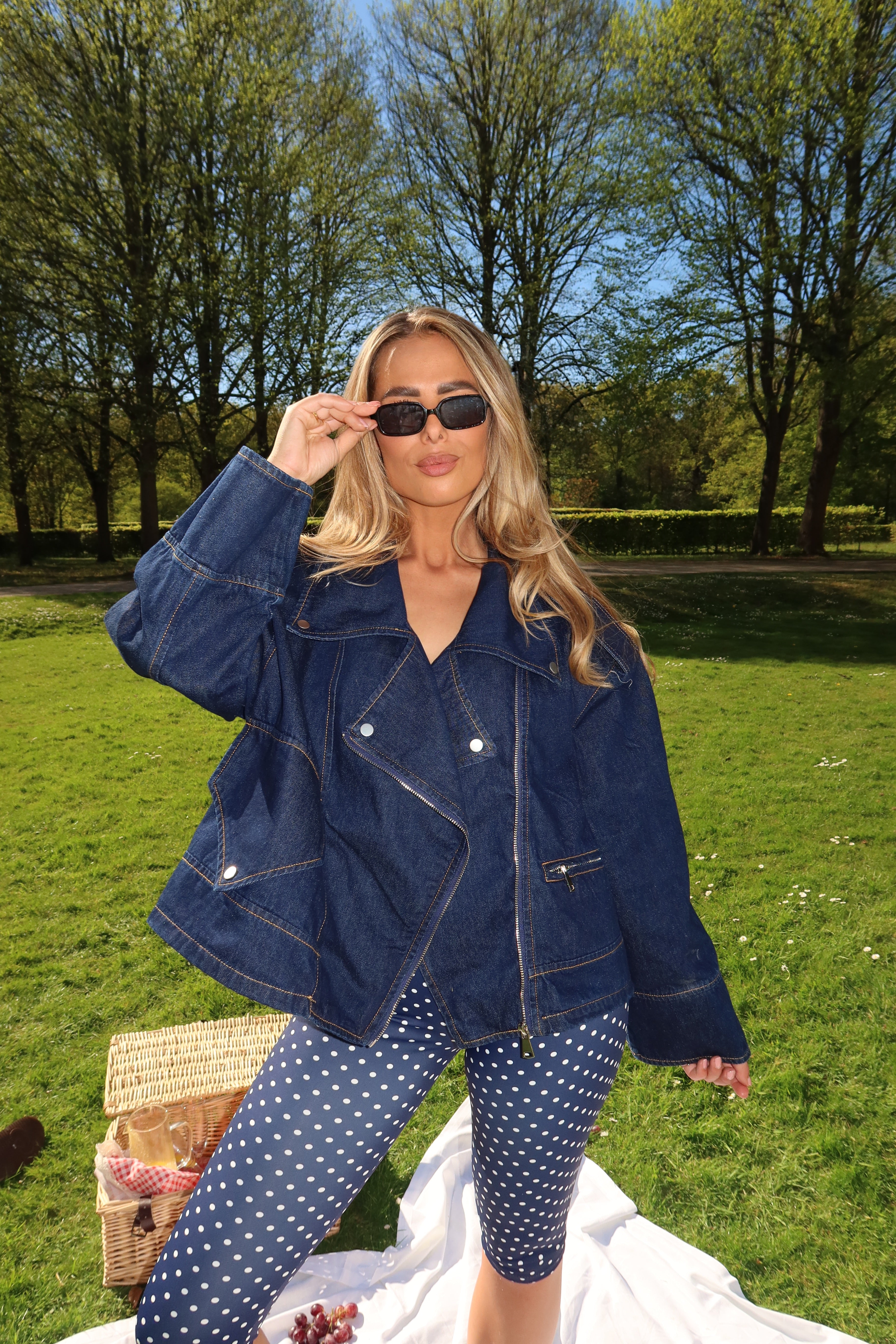 Polkadot Capri Legging Donker Blauw
