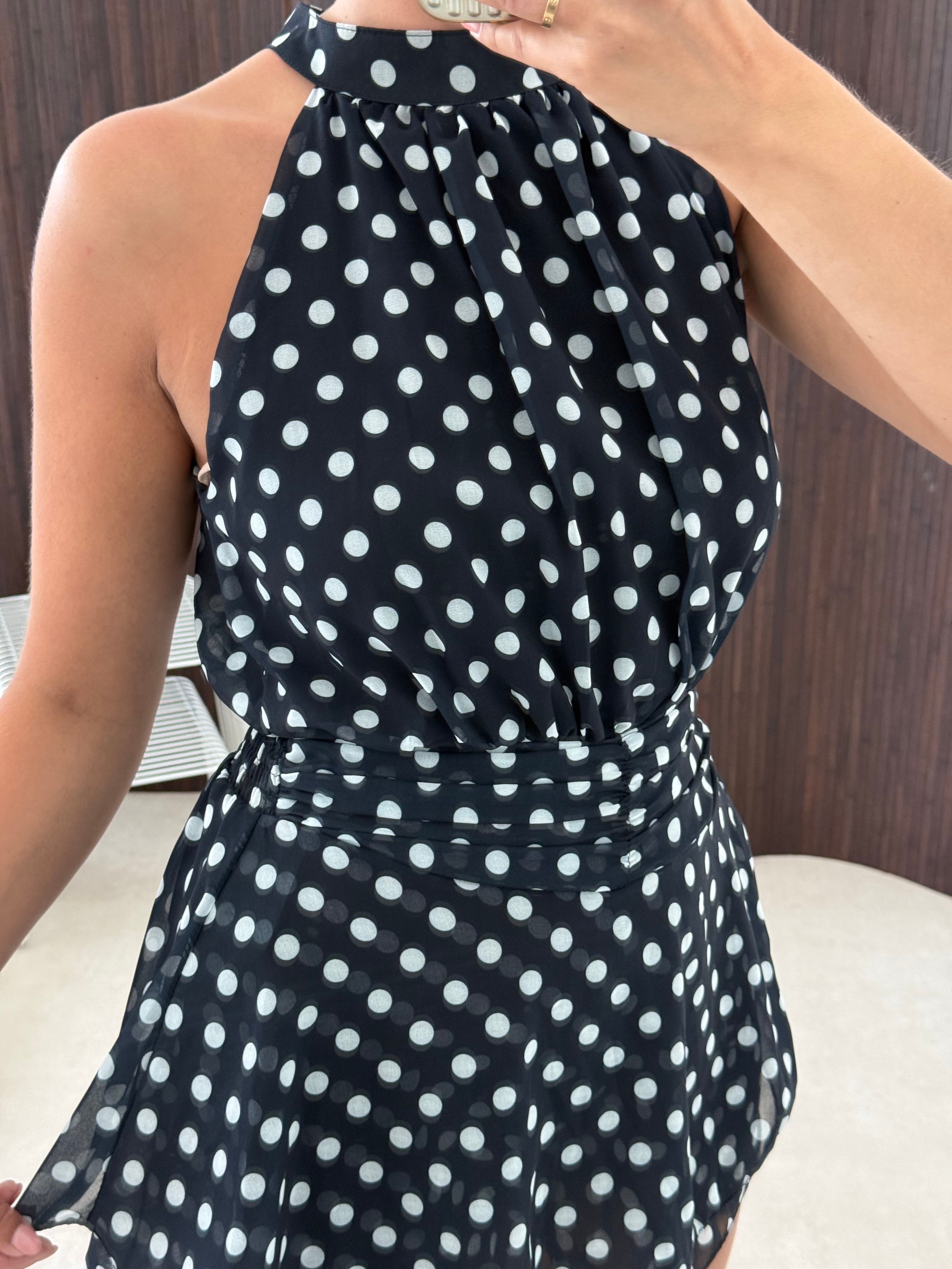 Polkadot Playsuit Navy Wit