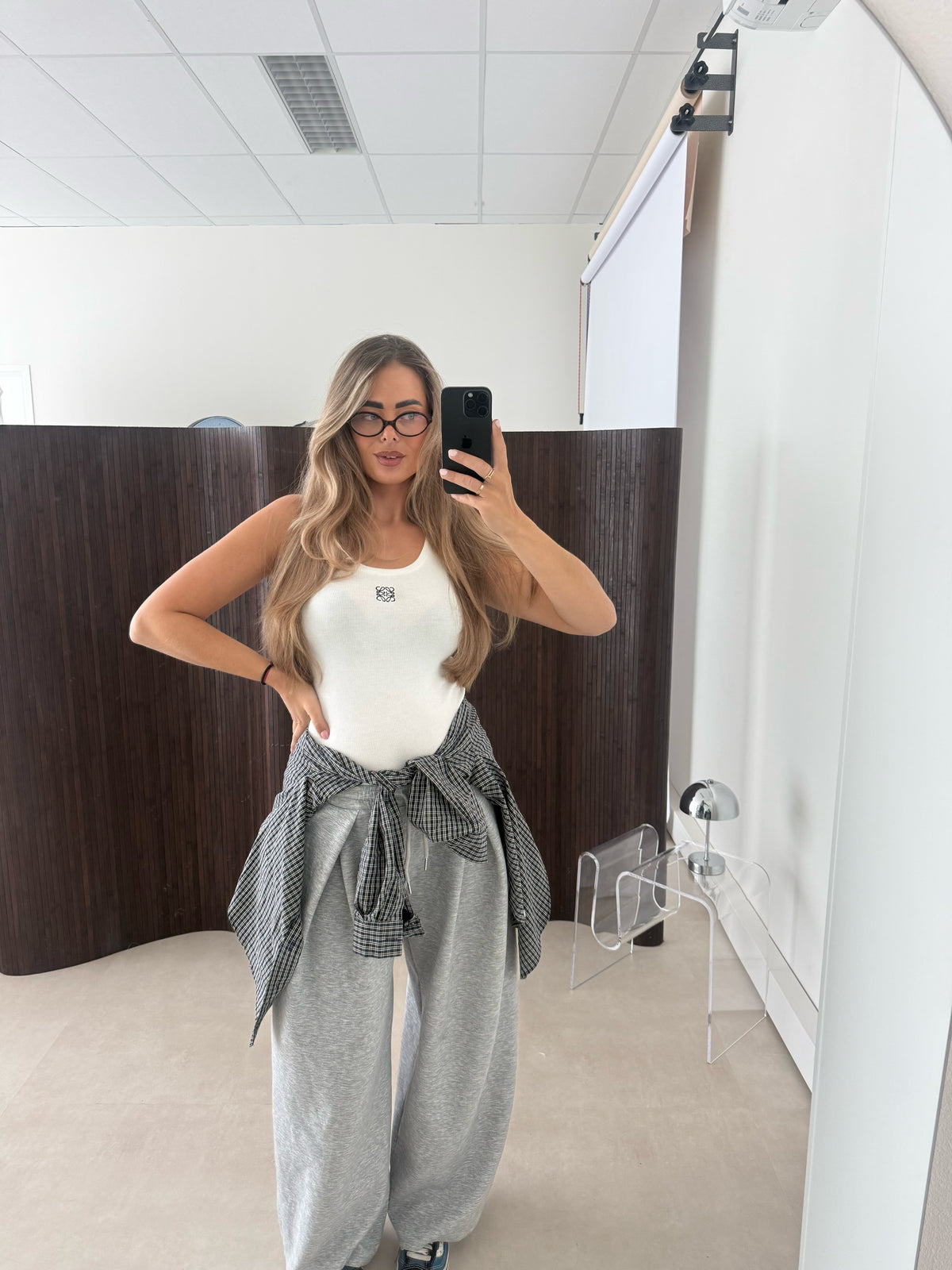 Geruite Blouse Donker Blauw | Gigi