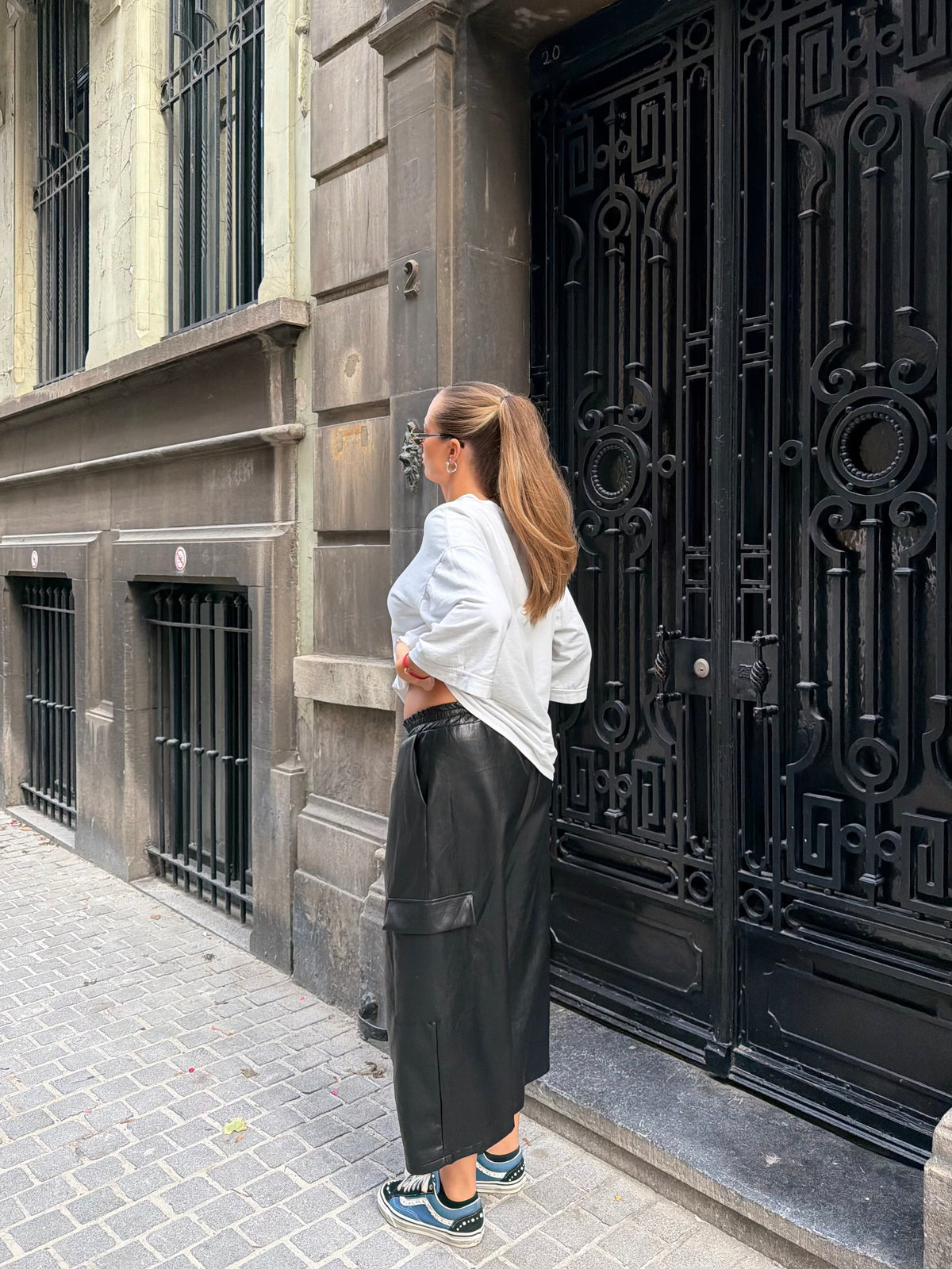 PU Leather Jort Zwart